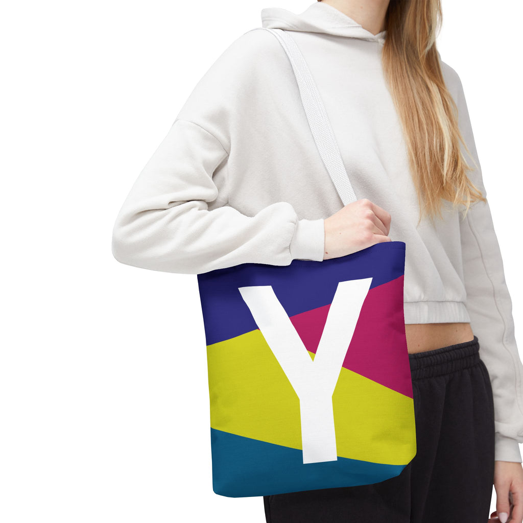 Monogram 'Y' Colorblock Tote Bag — Personalized Initial Y Shoulder Tote