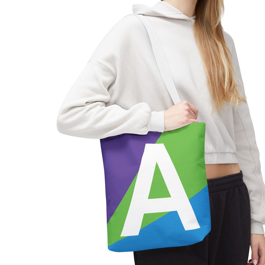 Monogram 'A' Colorblock Tote Bag — Personalized Initial A Shoulder Tote