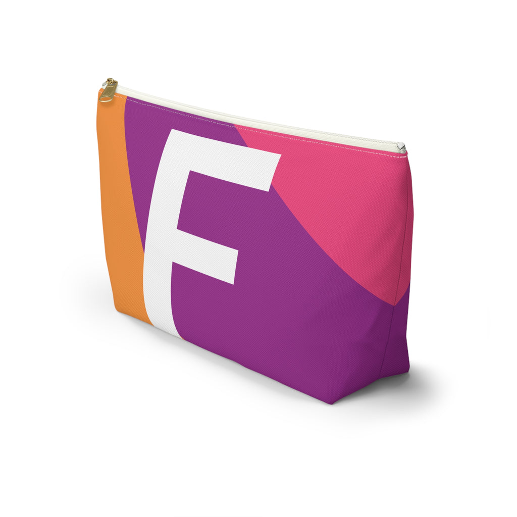 Initials Colorblock Accessory Pouch — Monogram F T-Bottom Cosmetic Bag