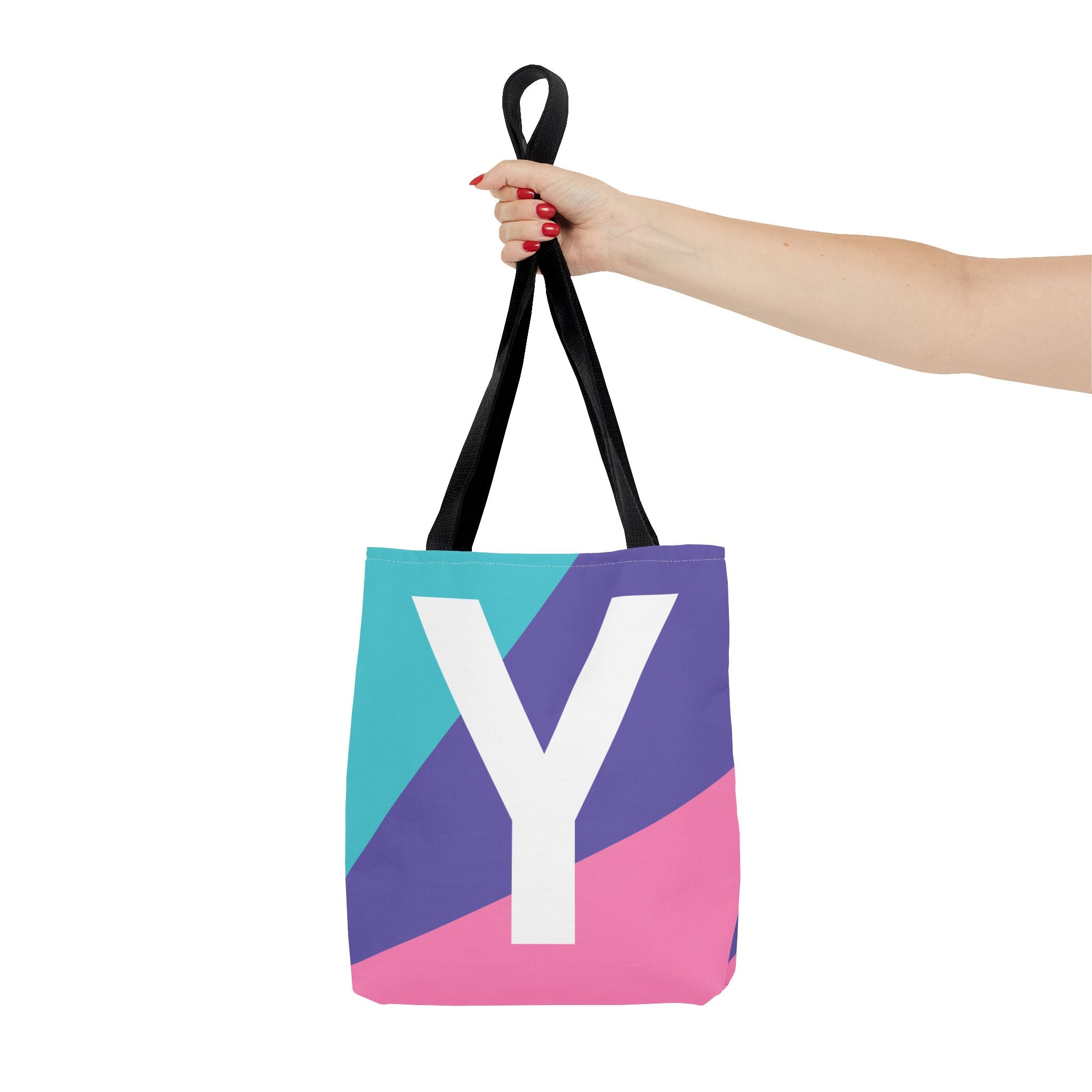 Monogram 'Y' Colorblock Tote Bag — Personalized Initial Y Shoulder Tote