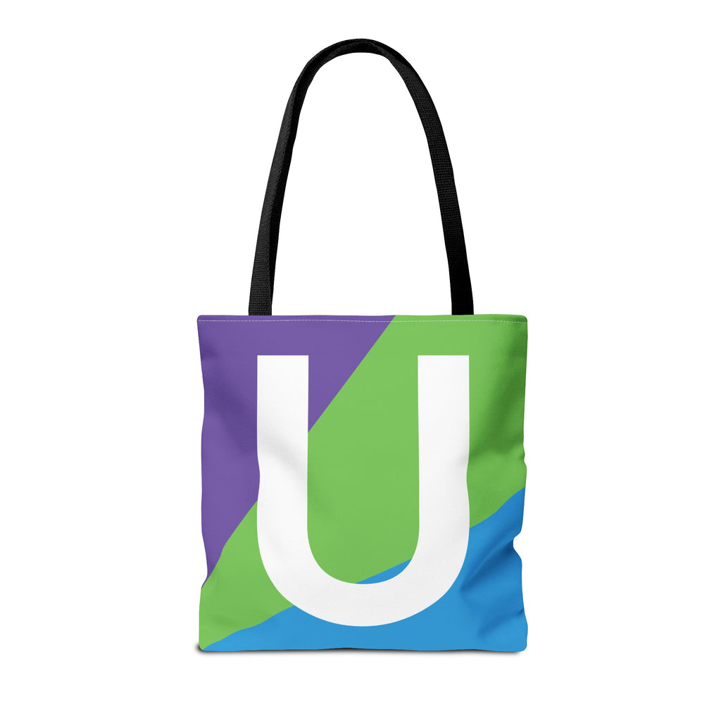 Monogram 'U' Colorblock Tote Bag — Personalized Initial U Shoulder Tote