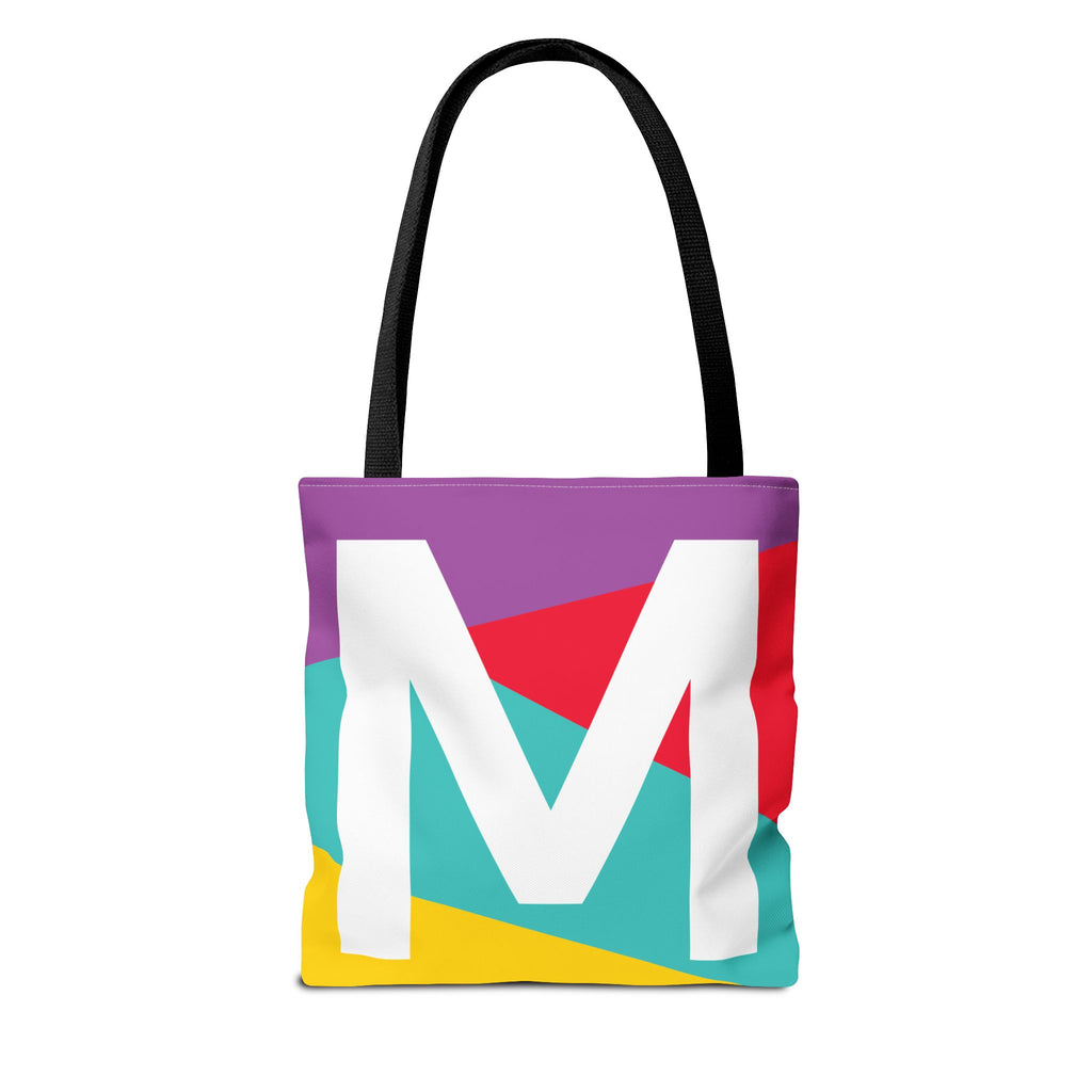 Monogram 'M' Colorblock Tote Bag — Personalized Initial M Shoulder Tote