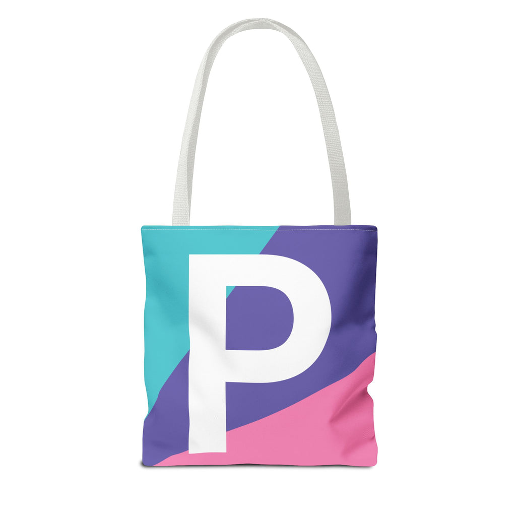 Monogram 'P' Colorblock Tote Bag — Personalized Initial P Shoulder Tote