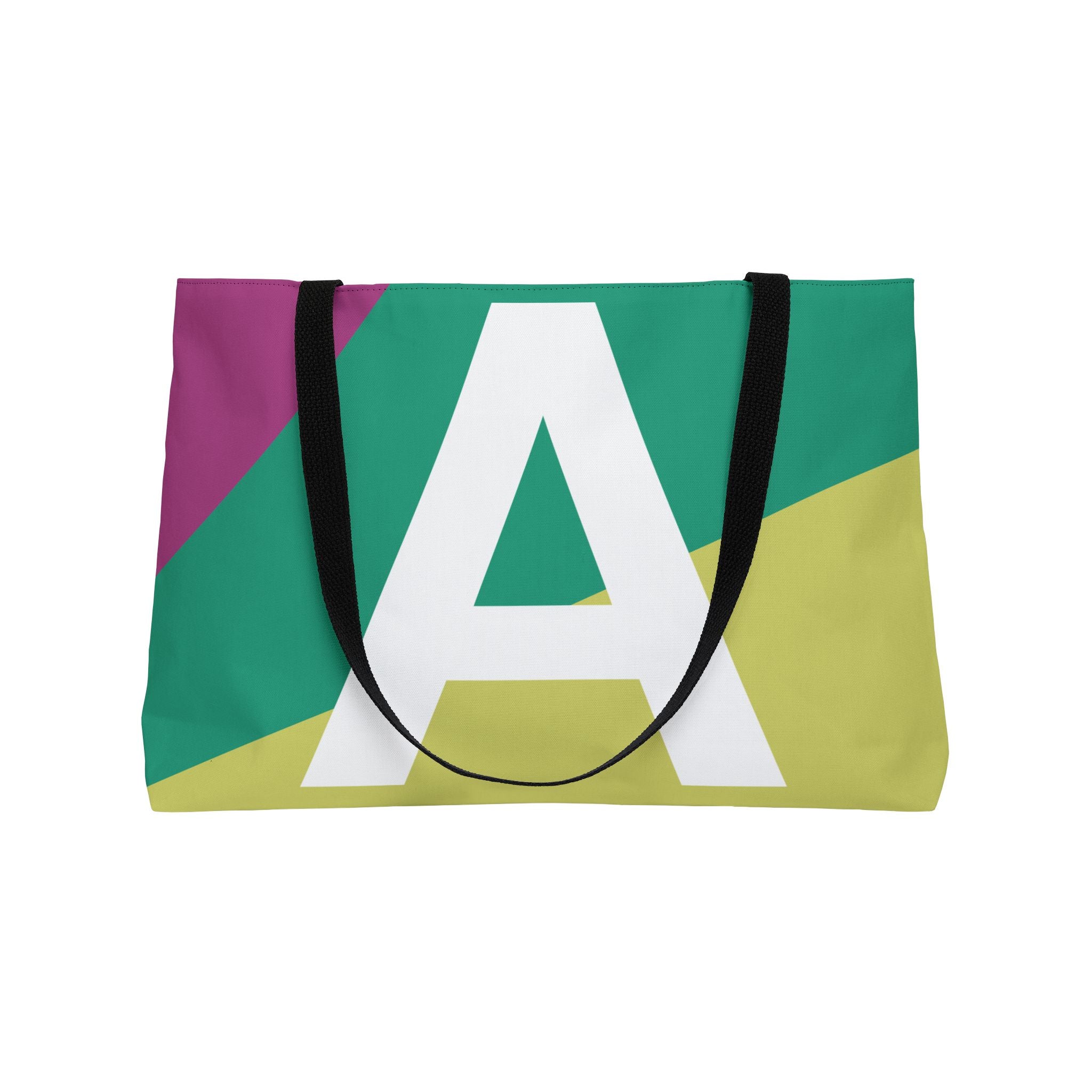Personalized 'A' Colorblock Tote Bag — Monogram Weekender Tote