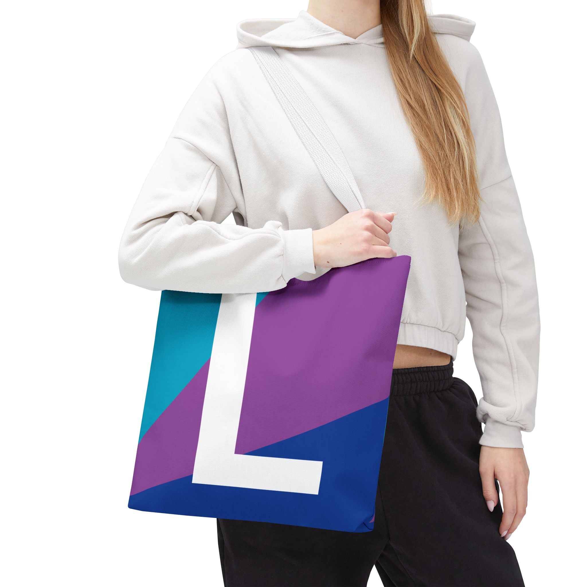 Monogram 'L' Colorblock Tote Bag — Personalized Initial L Shoulder Tote