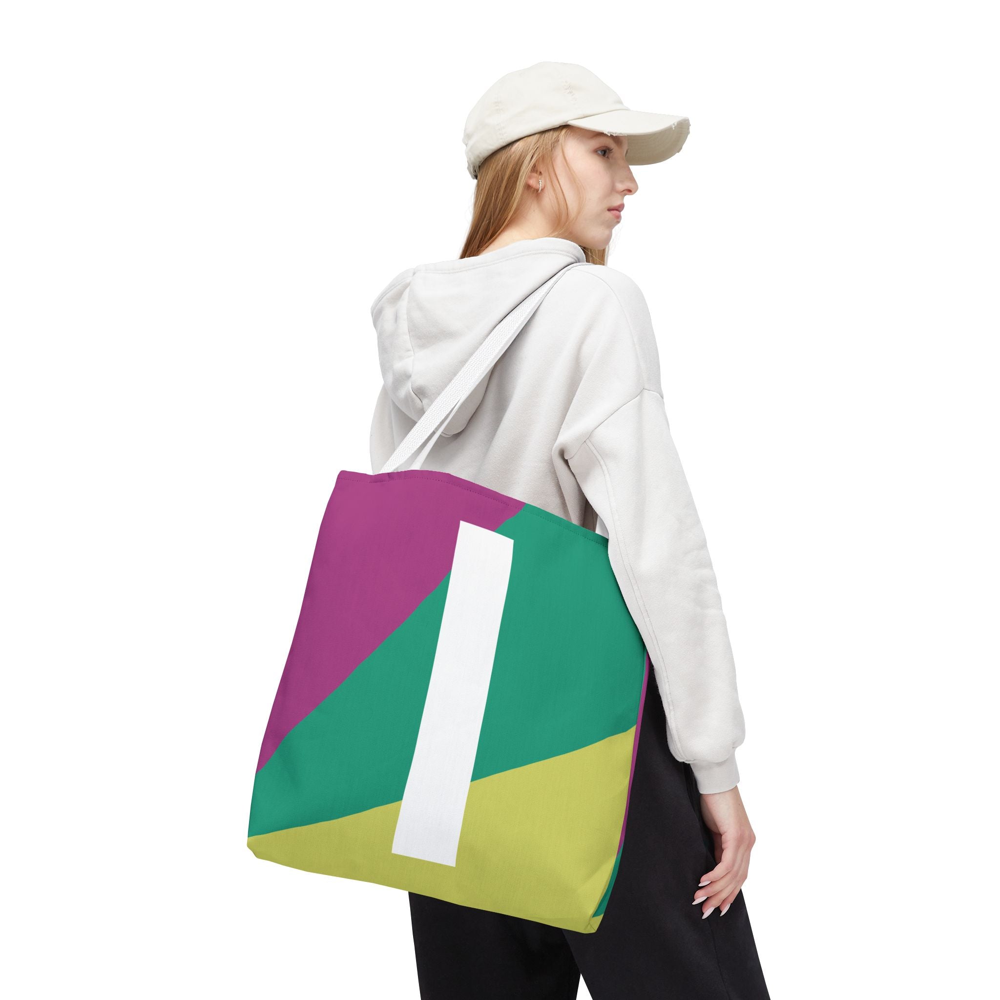 Monogram 'I' Colorblock Tote Bag — Personalized Initial I Shoulder Tote