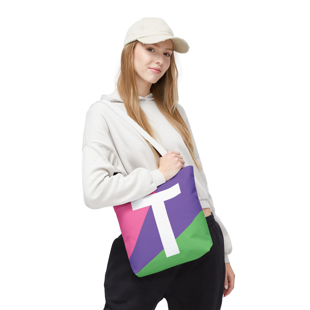 Monogram 'T' Colorblock Tote Bag — Personalized Initial T Shoulder Tote