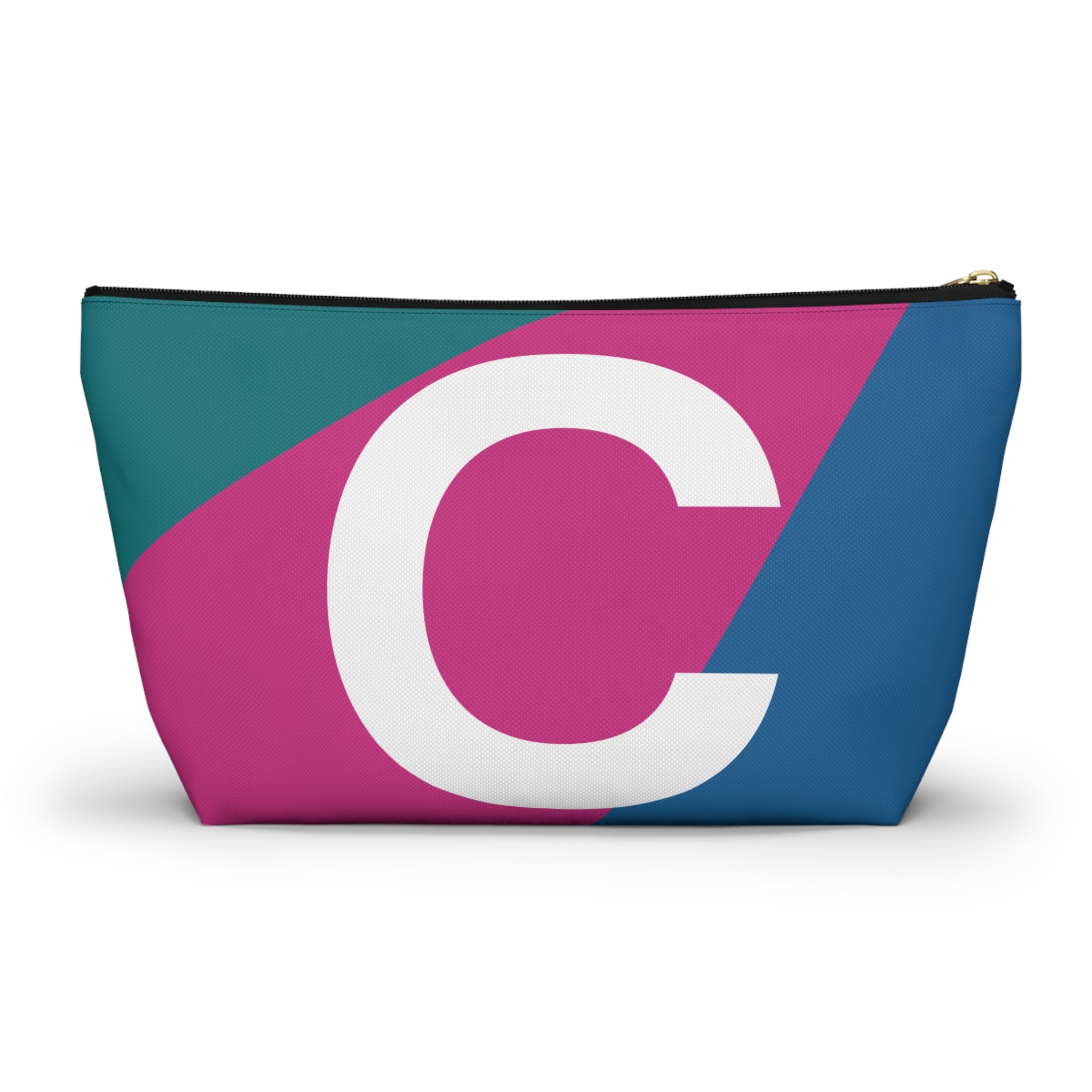 Initials Colorblock Accessory Pouch — Monogram C T-Bottom Cosmetic Bag