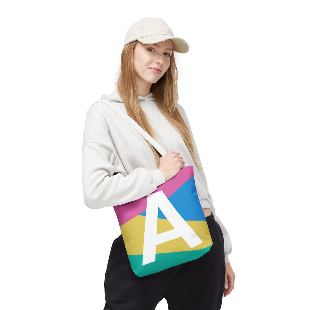 Monogram 'A' Colorblock Tote Bag — Personalized Initial A Shoulder Tote