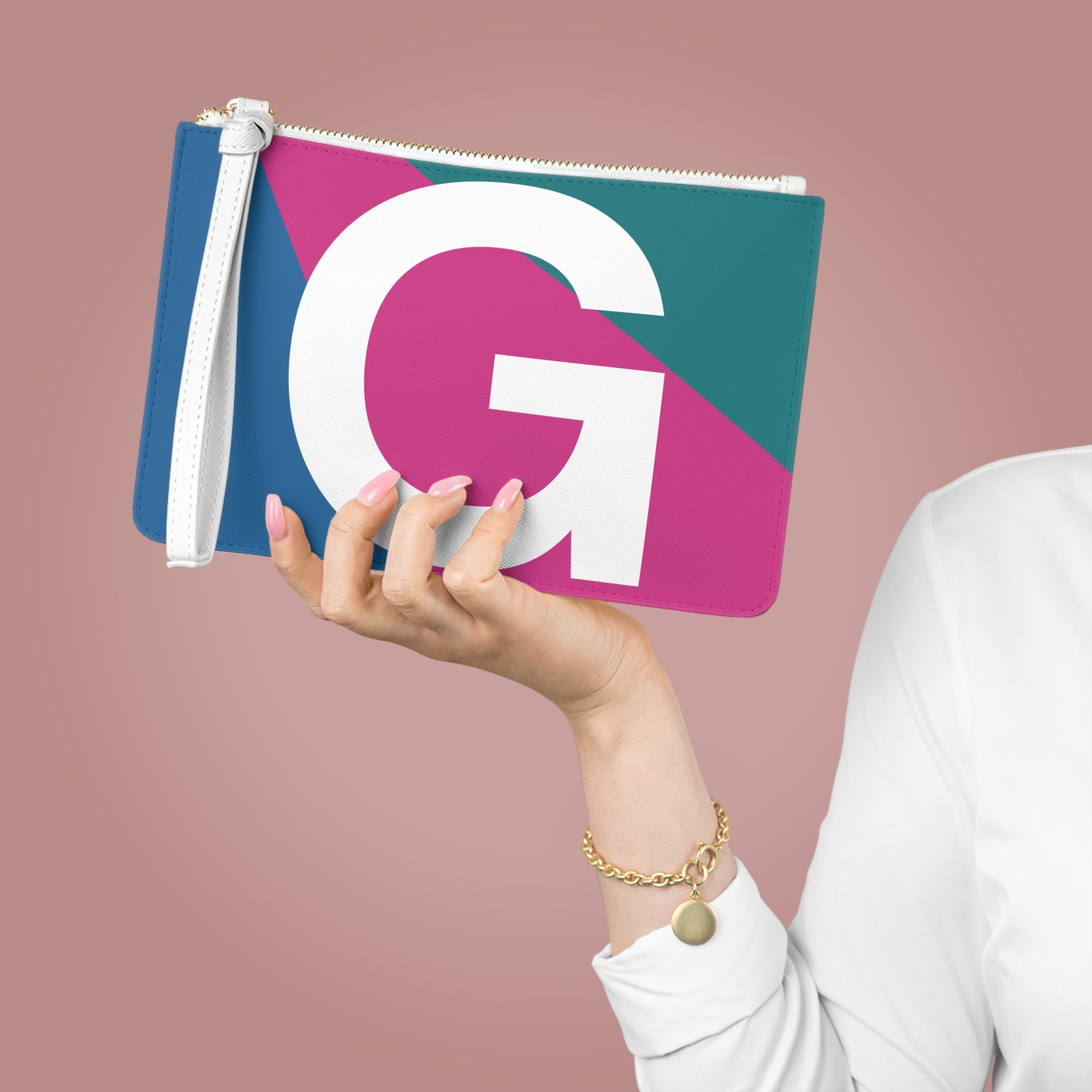 Monogram 'G' Colorblock Clutch Bag — Bold Geometric Wristlet for Everyday & Gifts