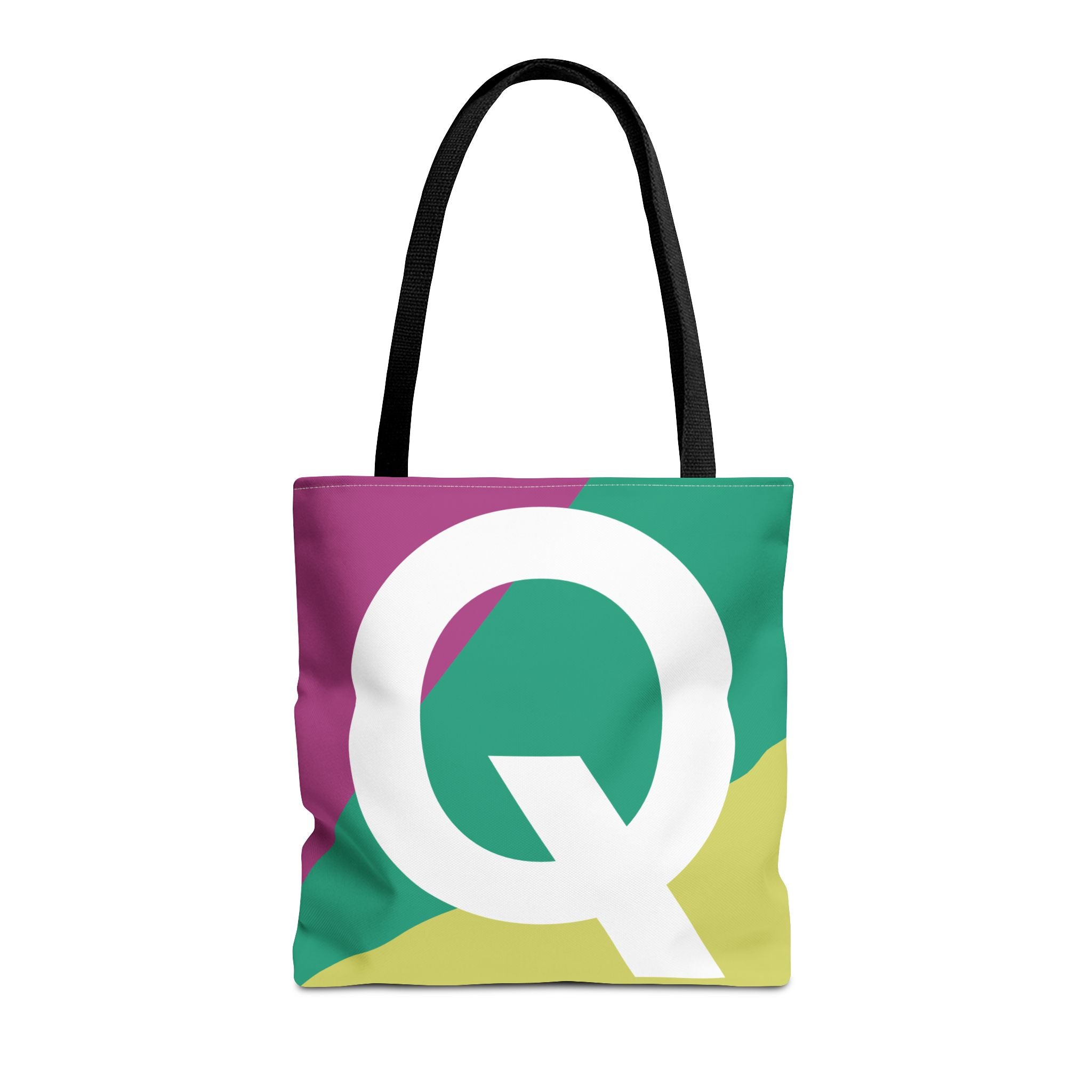 Monogram 'Q' Colorblock Tote Bag — Personalized Initial Q Shoulder Tote