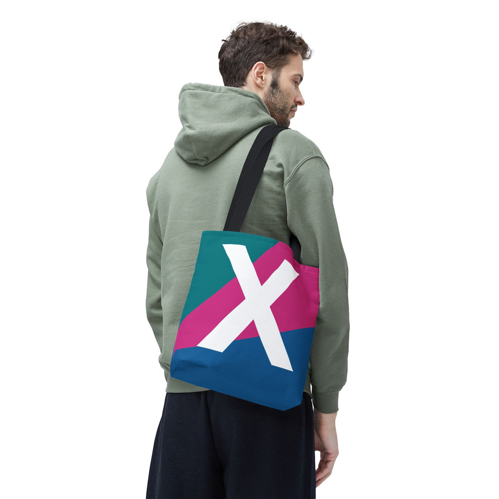 Monogram 'X' Colorblock Tote Bag — Personalized Initial X Shoulder Tote