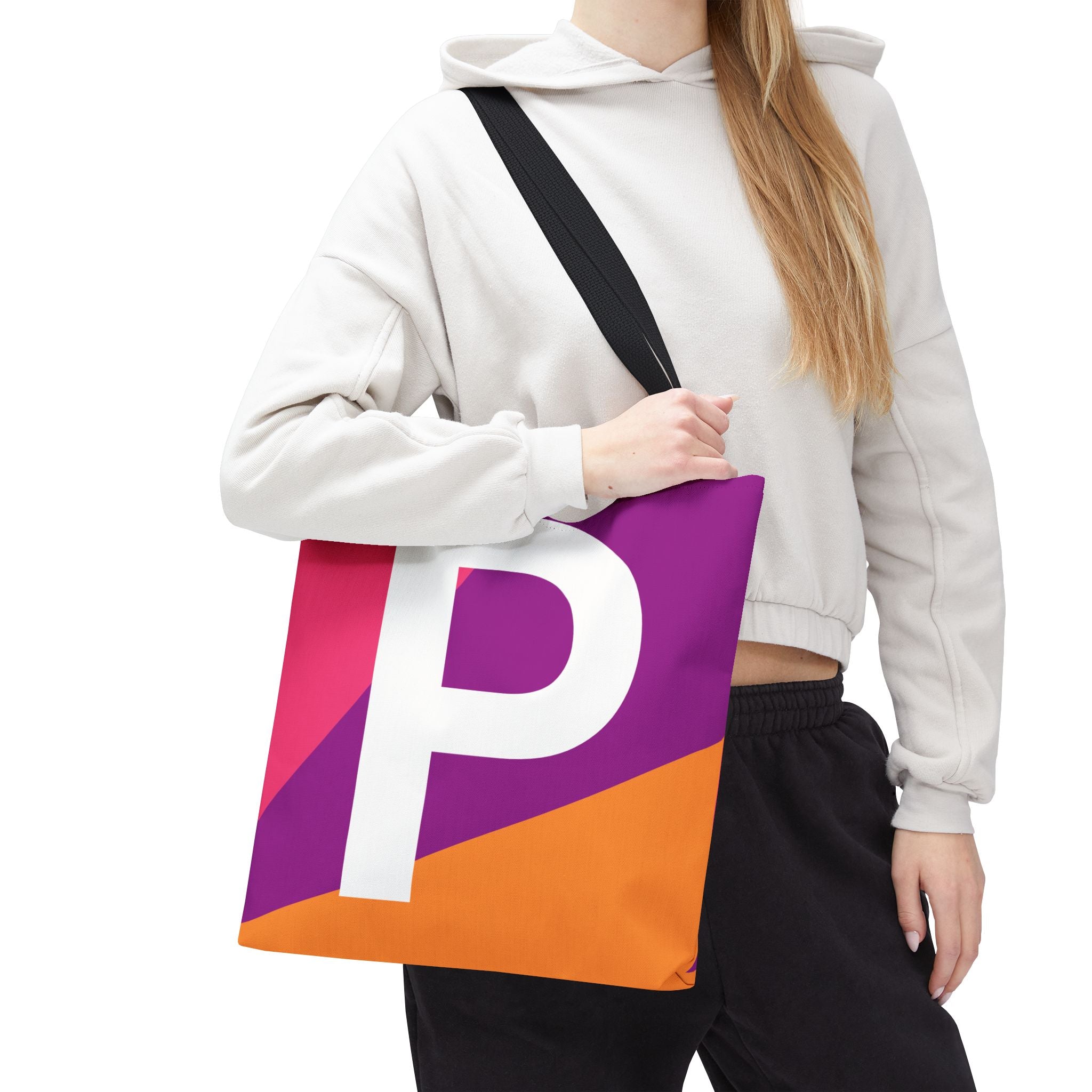Monogram 'P' Colorblock Tote Bag — Personalized Initial P Shoulder Tote