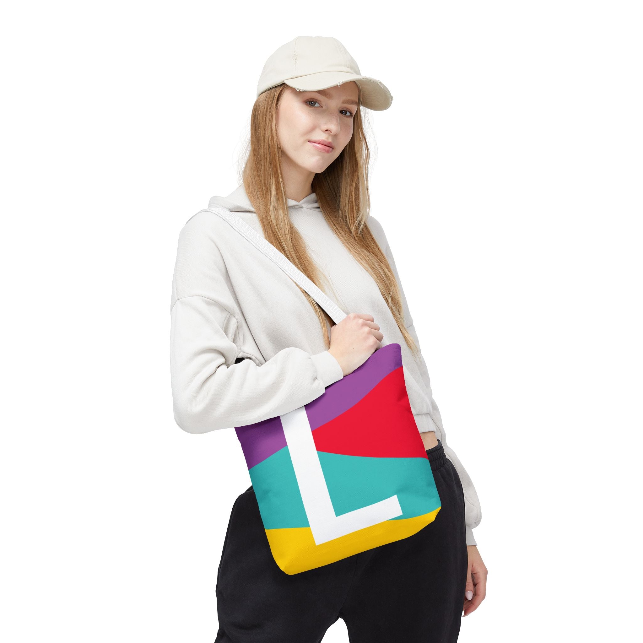 Monogram 'L' Colorblock Tote Bag — Personalized Initial L Shoulder Tote