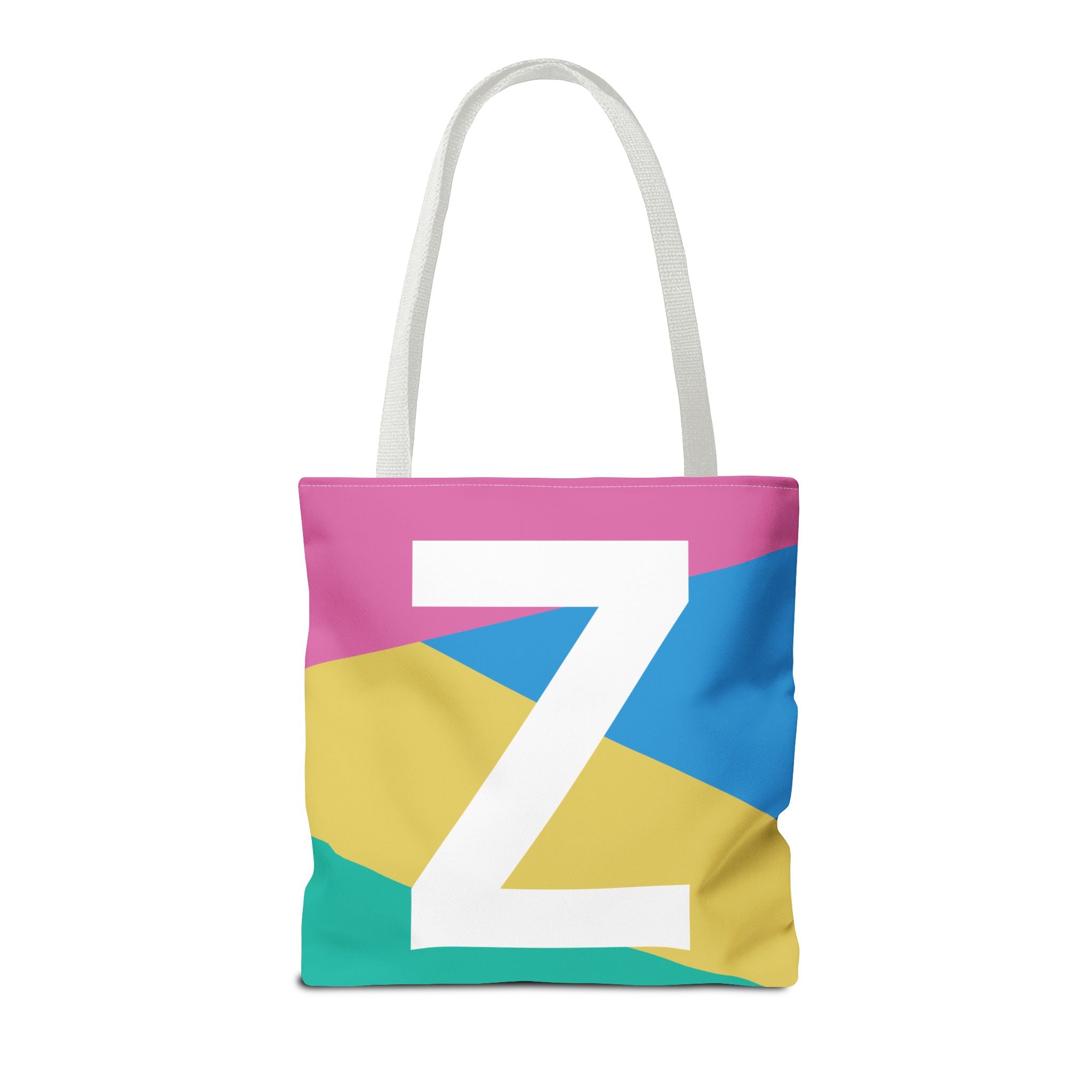 Monogram 'Z' Colorblock Tote Bag — Personalized Initial Z Shoulder Tote