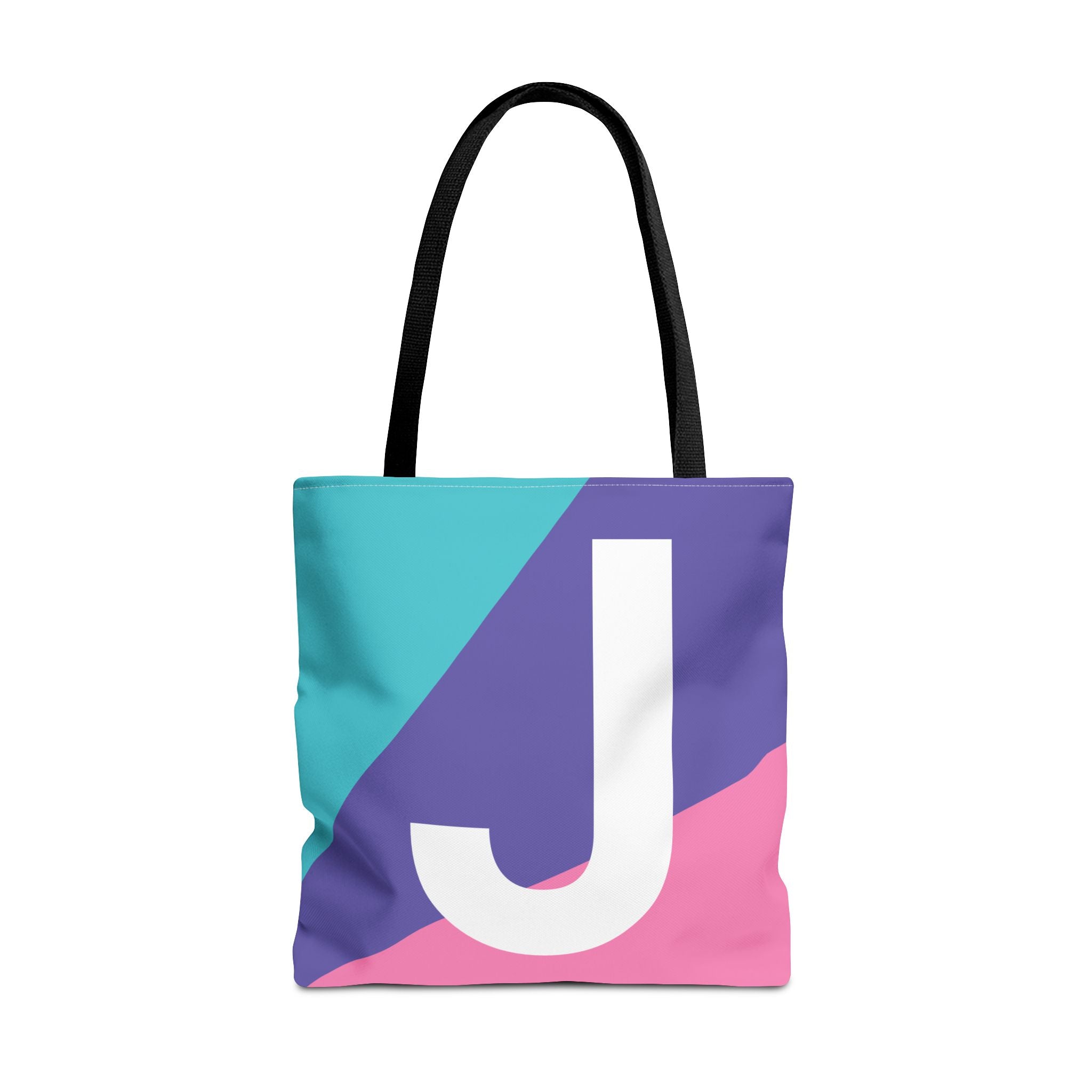 Monogram 'J' Colorblock Tote Bag — Personalized Initial J Shoulder Tote
