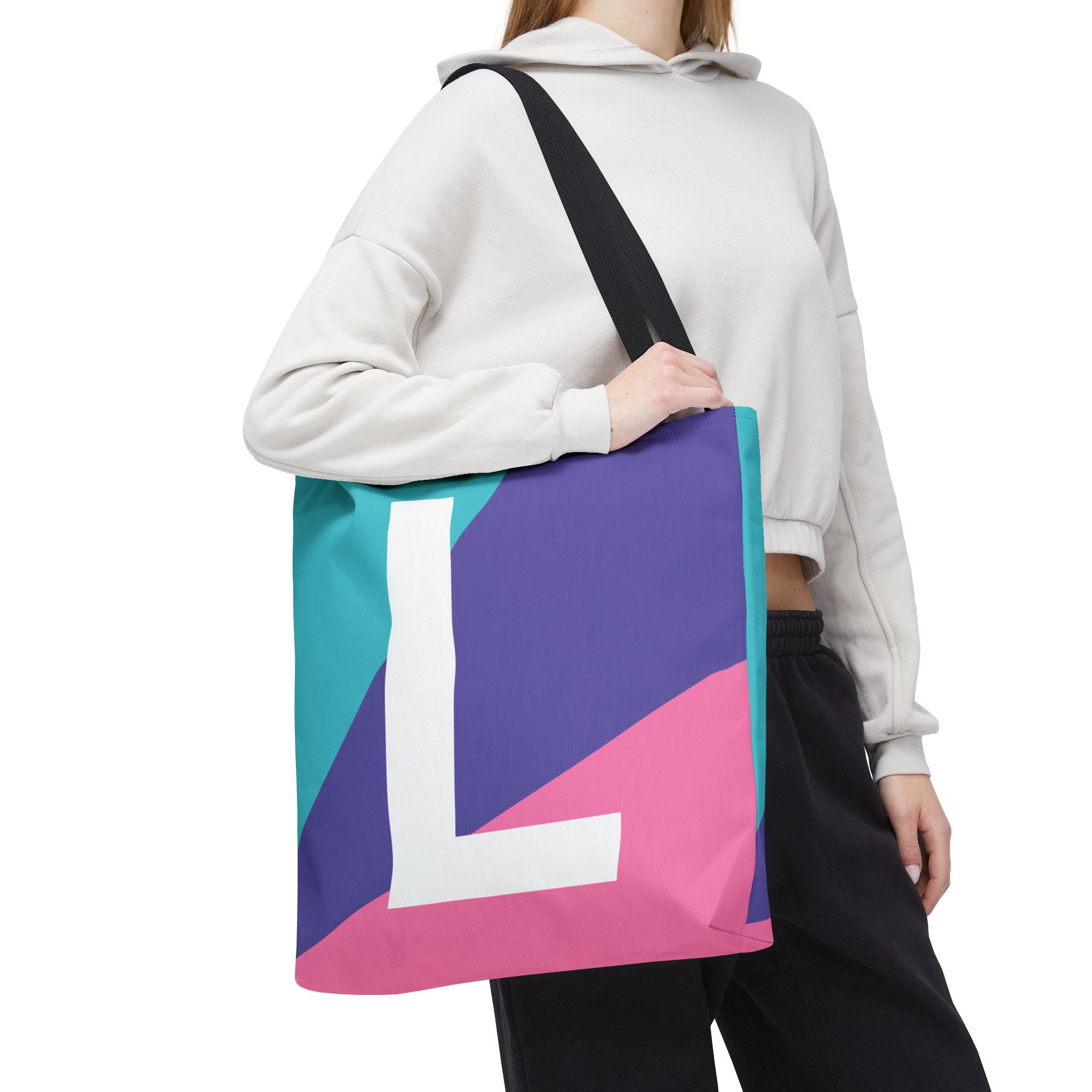 Monogram 'L' Colorblock Tote Bag — Personalized Initial L Shoulder Tote