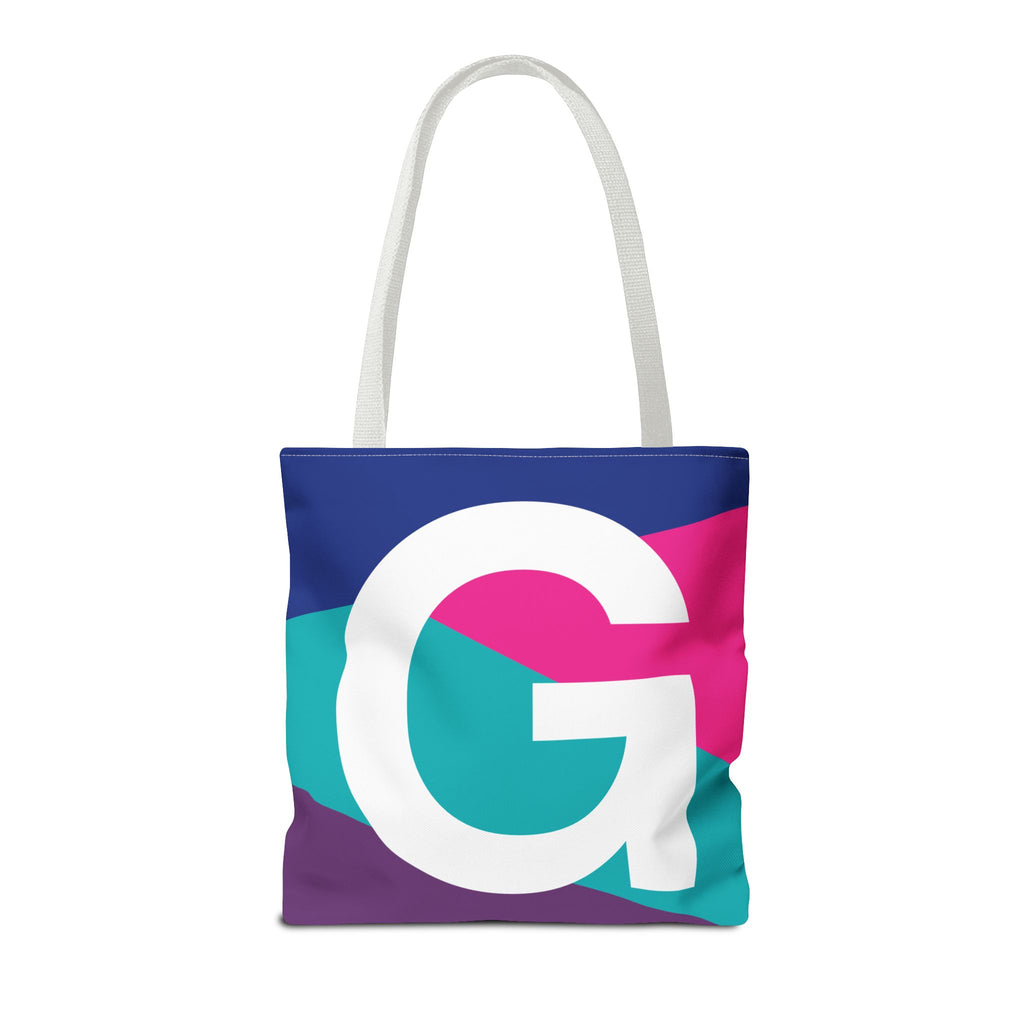 Monogram 'G' Colorblock Tote Bag — Personalized Initial G Shoulder Tote