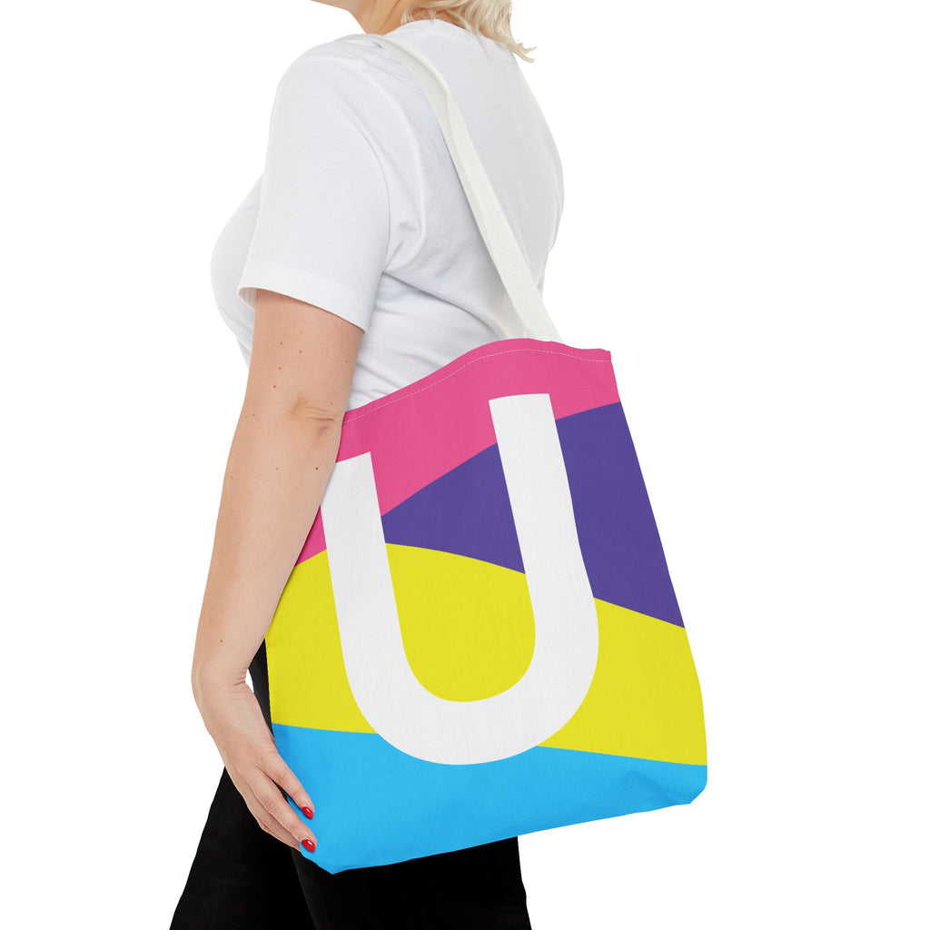 Monogram 'U' Colorblock Tote Bag — Personalized Initial U Shoulder Tote