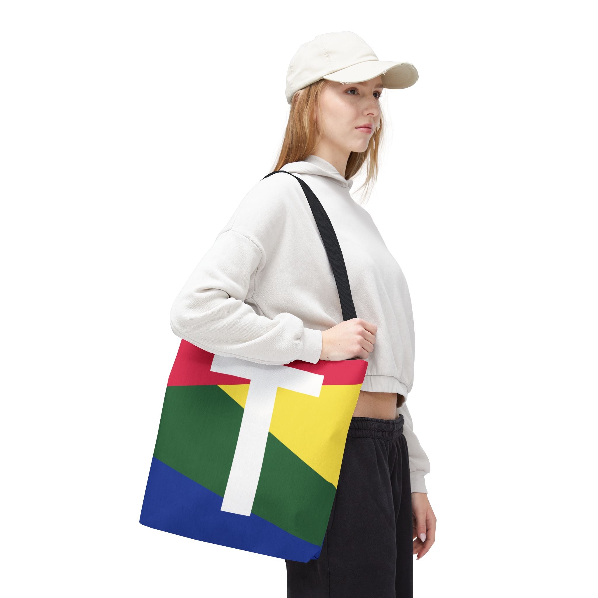 Monogram 'T' Colorblock Tote Bag — Personalized Initial T Shoulder Tote