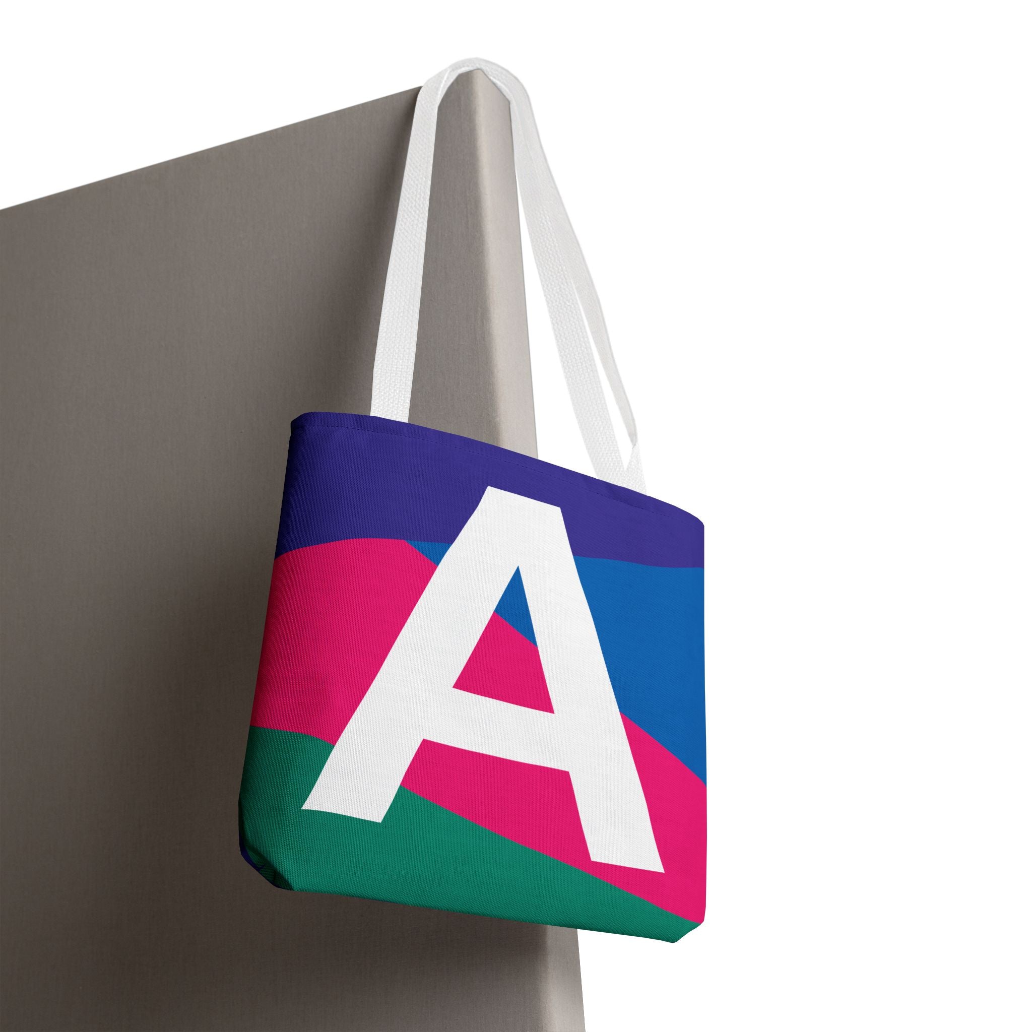 Monogram 'A' Colorblock Tote Bag — Personalized Initial A Shoulder Tote
