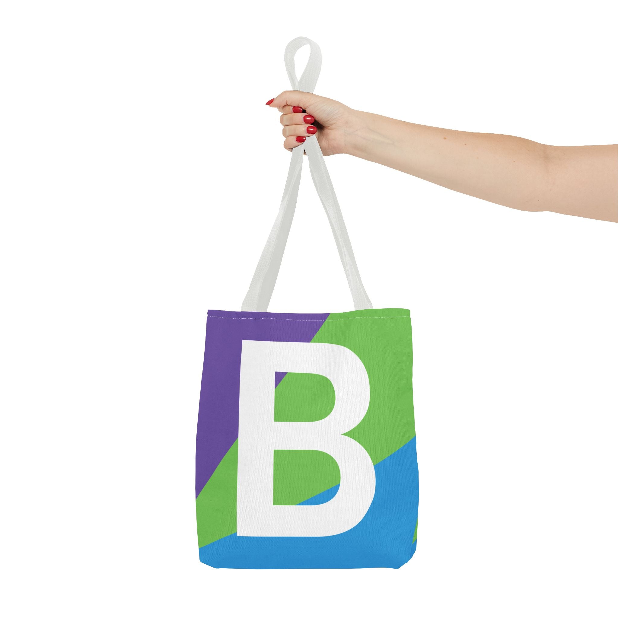 Monogram 'B' Colorblock Tote Bag — Personalized Initial B Shoulder Tote