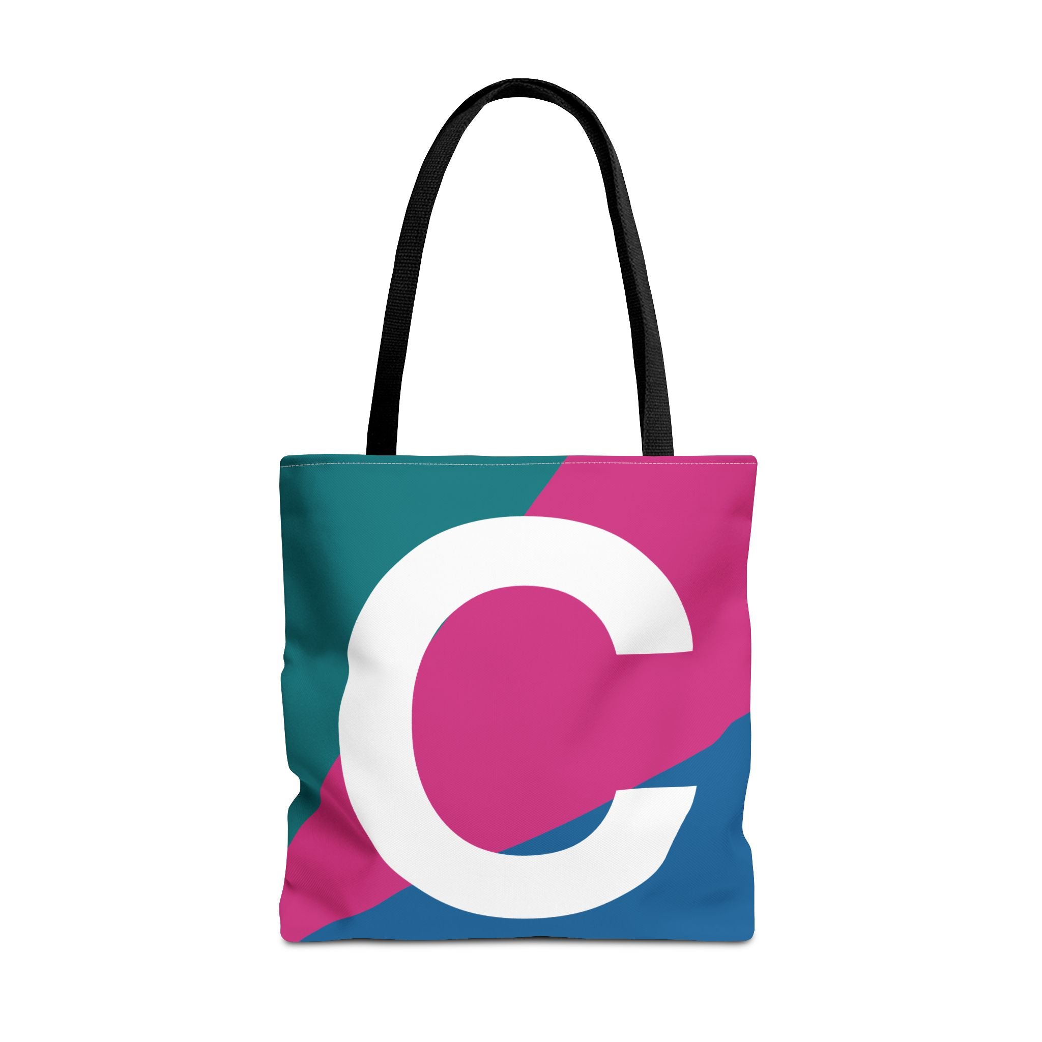 Monogram 'C' Colorblock Tote Bag — Personalized Initial C Shoulder Tote