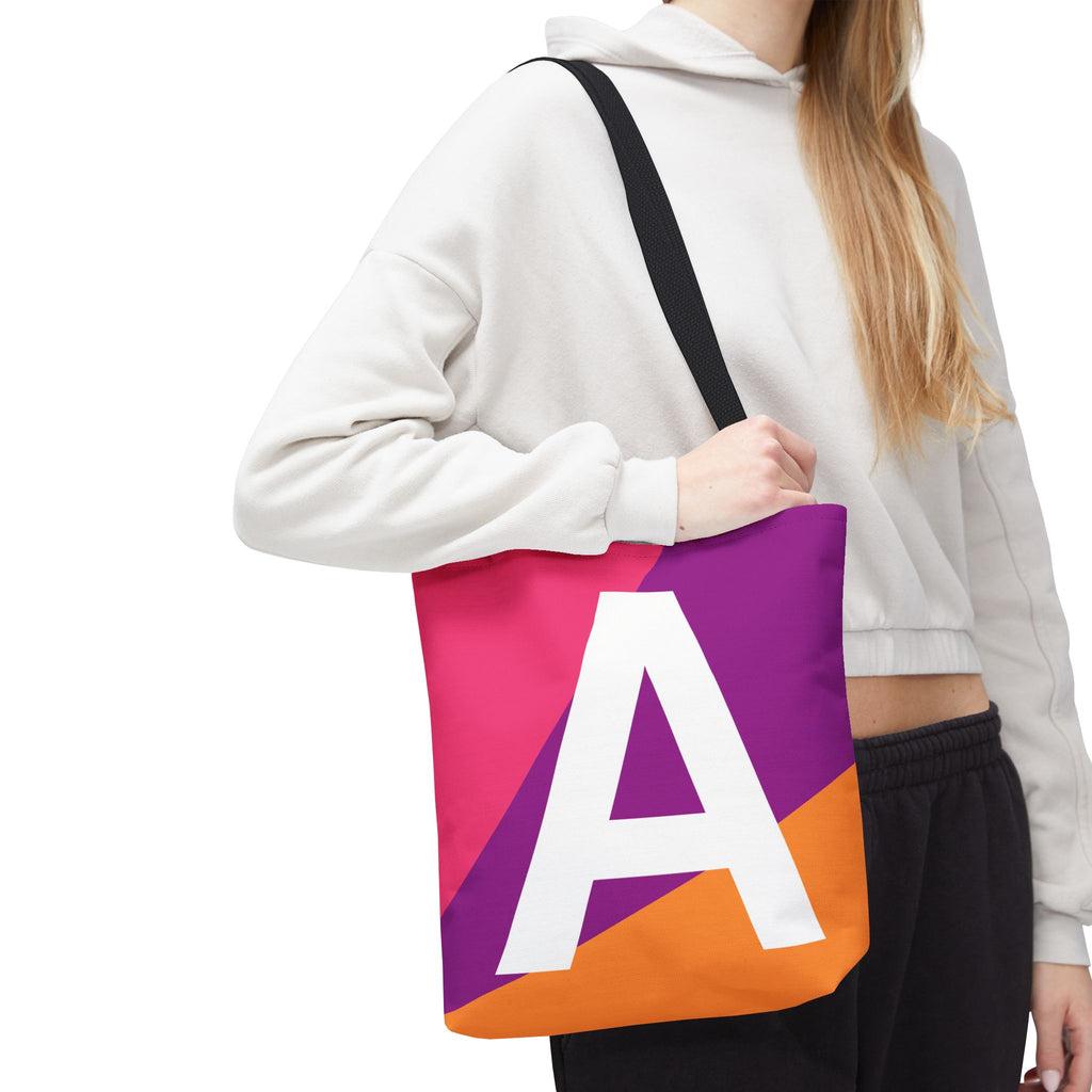 Monogram 'A' Colorblock Tote Bag — Personalized Initial A Shoulder Tote