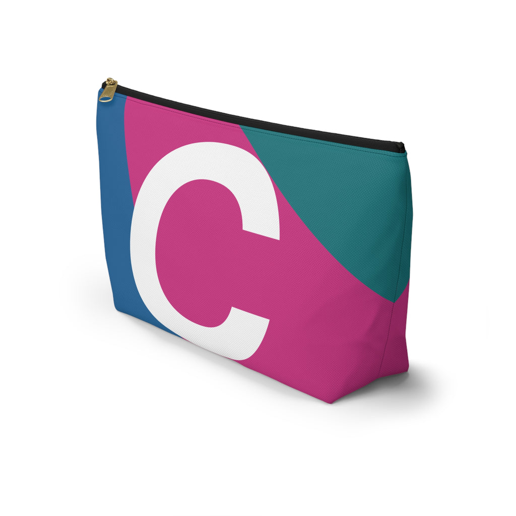 Initials Colorblock Accessory Pouch — Monogram C T-Bottom Cosmetic Bag