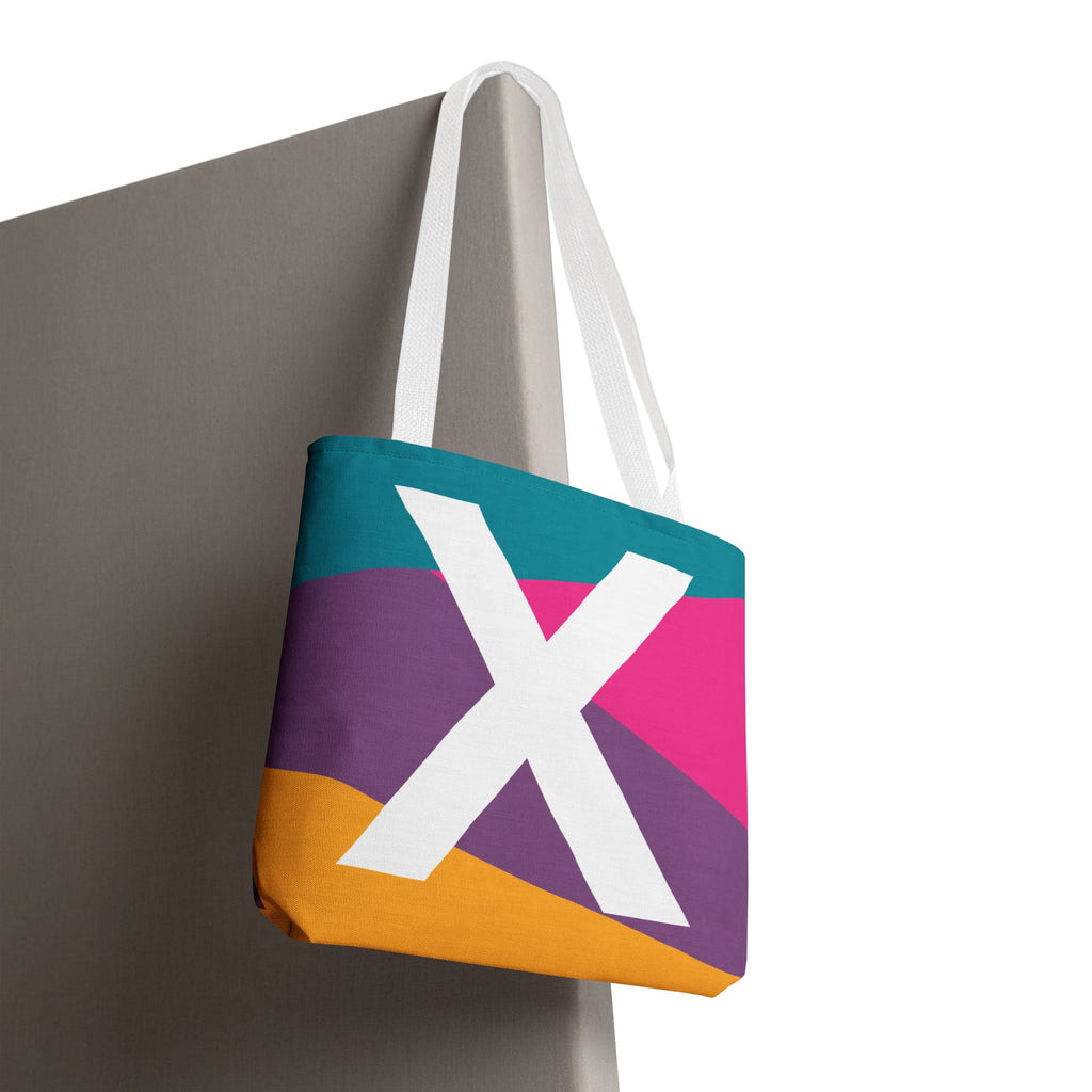 Monogram 'X' Colorblock Tote Bag — Personalized Initial X Shoulder Tote