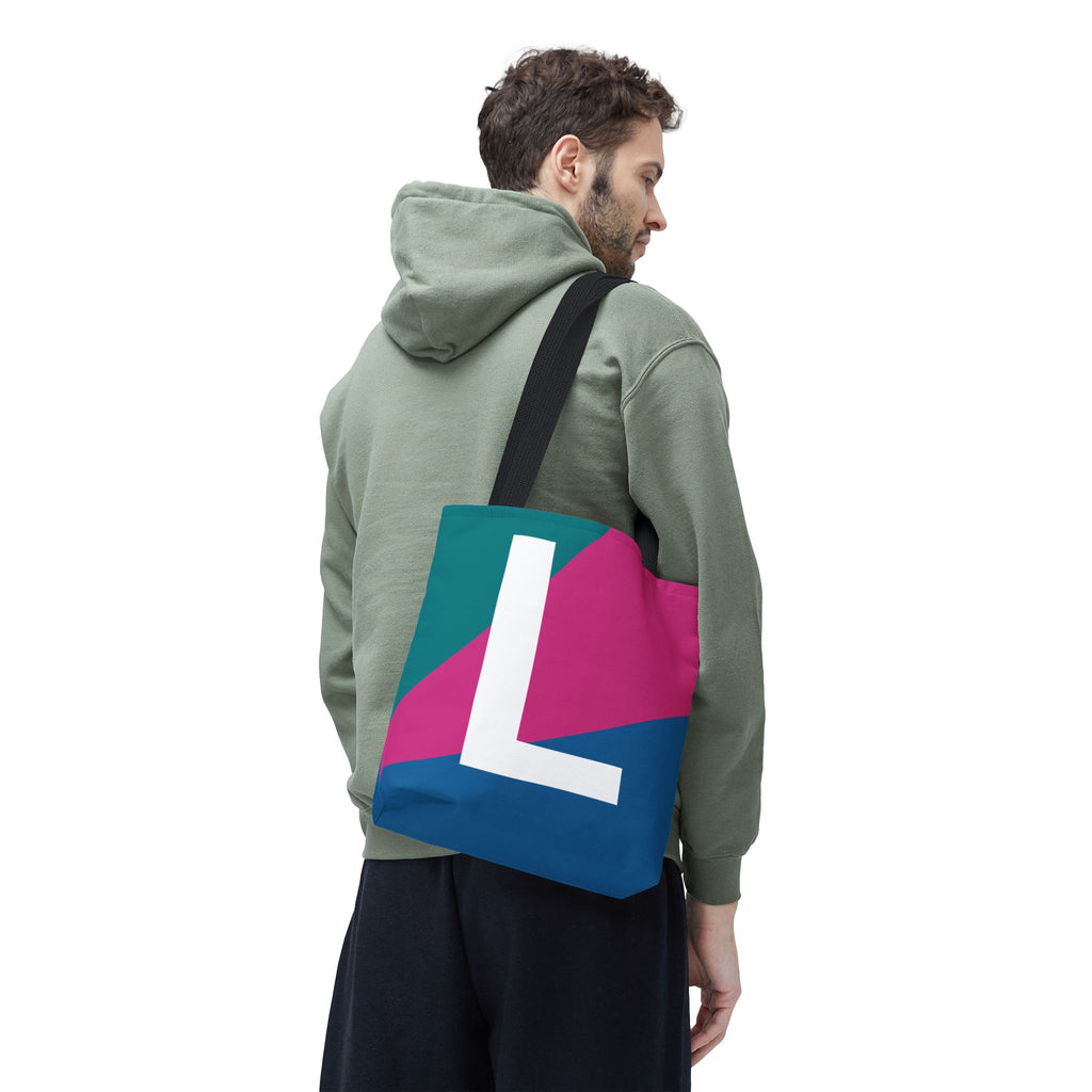 Monogram 'L' Colorblock Tote Bag — Personalized Initial L Shoulder Tote