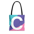 Monogram 'C' Colorblock Tote Bag — Personalized Initial C Shoulder Tote