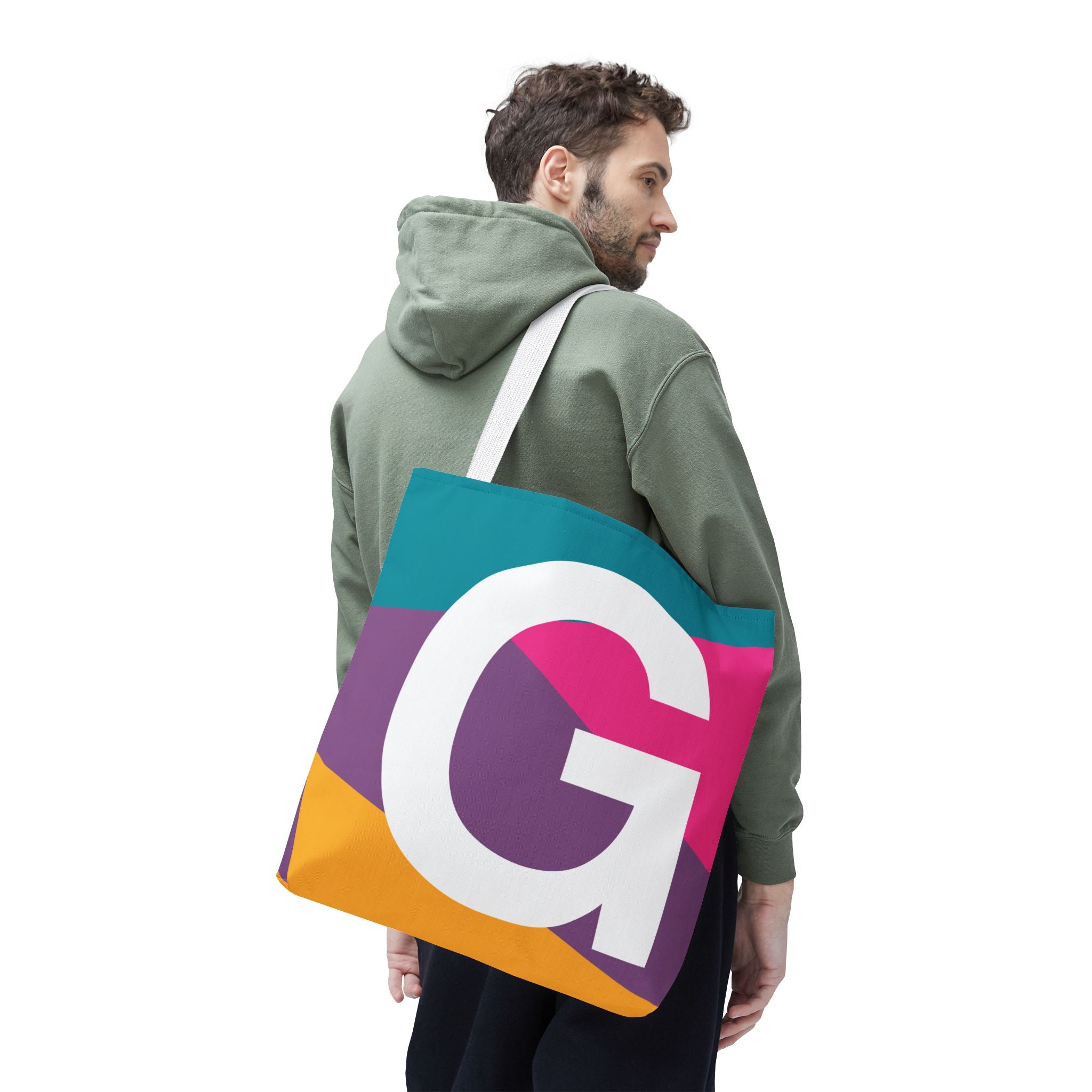 Monogram 'G' Colorblock Tote Bag — Personalized Initial G Shoulder Tote