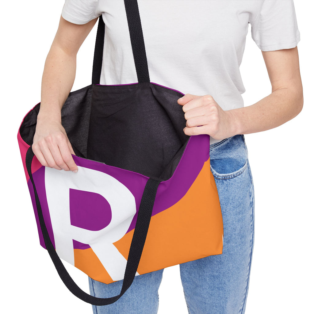 Personalized 'R' Colorblock Tote Bag — Monogram Weekender Tote