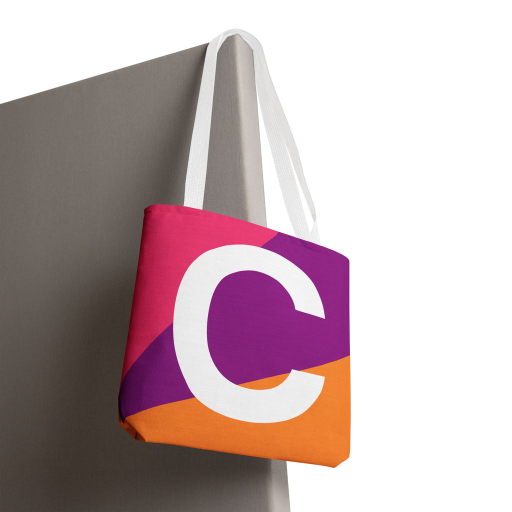 Monogram 'C' Colorblock Tote Bag — Personalized Initial C Shoulder Tote