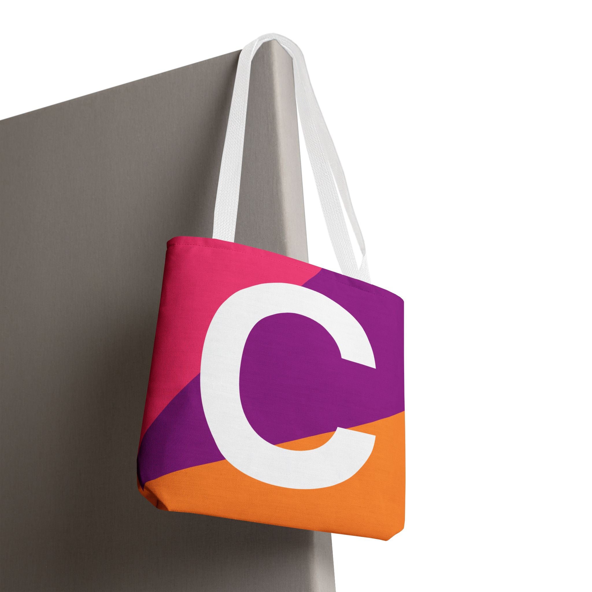 Monogram 'C' Colorblock Tote Bag — Personalized Initial C Shoulder Tote