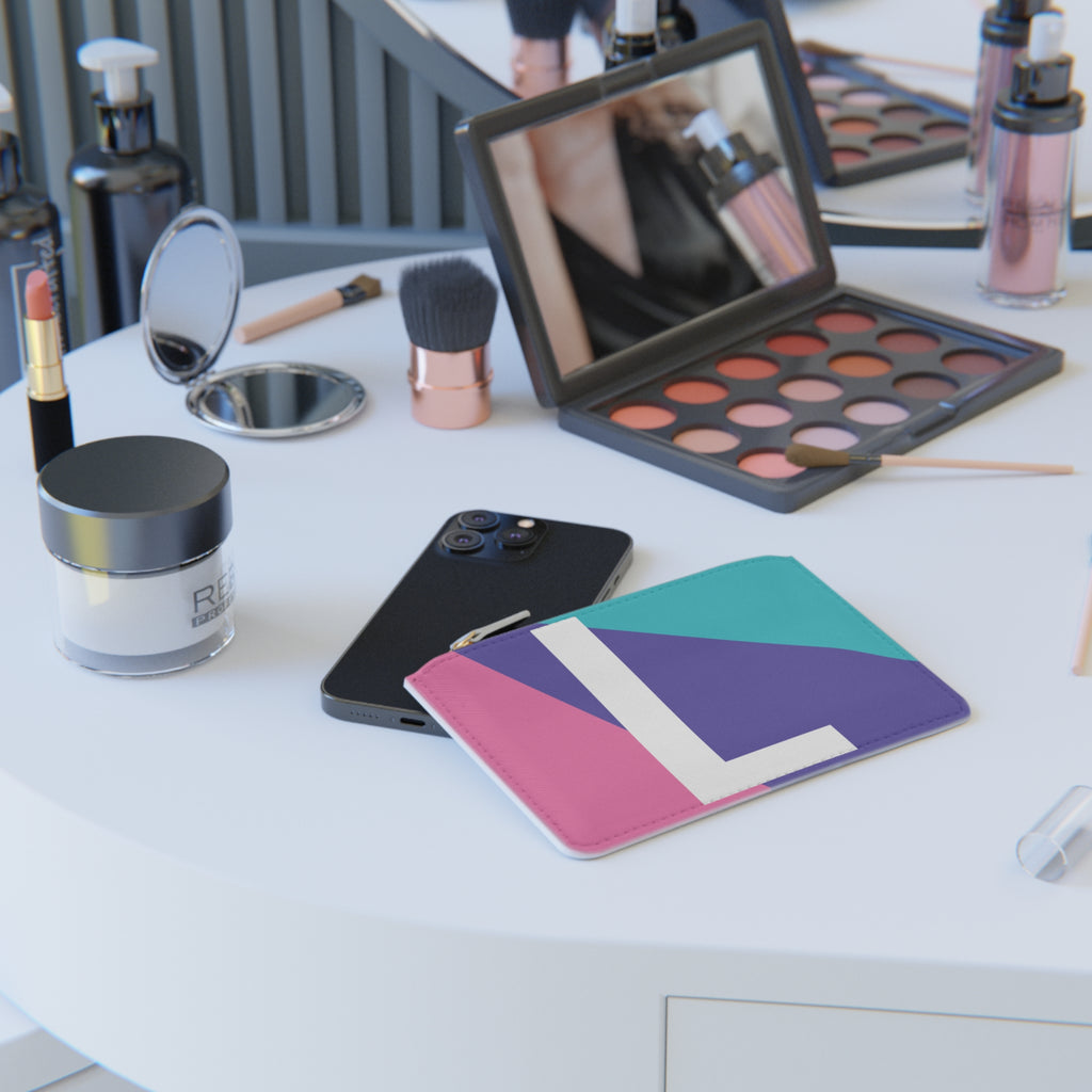 Initial L Mini Clutch — Colorblock Monogram Wristlet Wallet