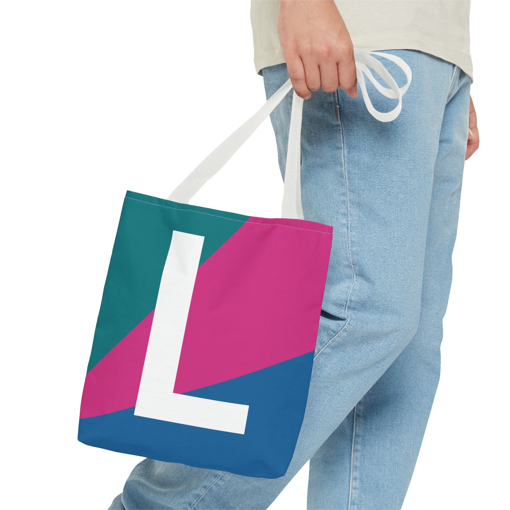 Monogram 'L' Colorblock Tote Bag — Personalized Initial L Shoulder Tote