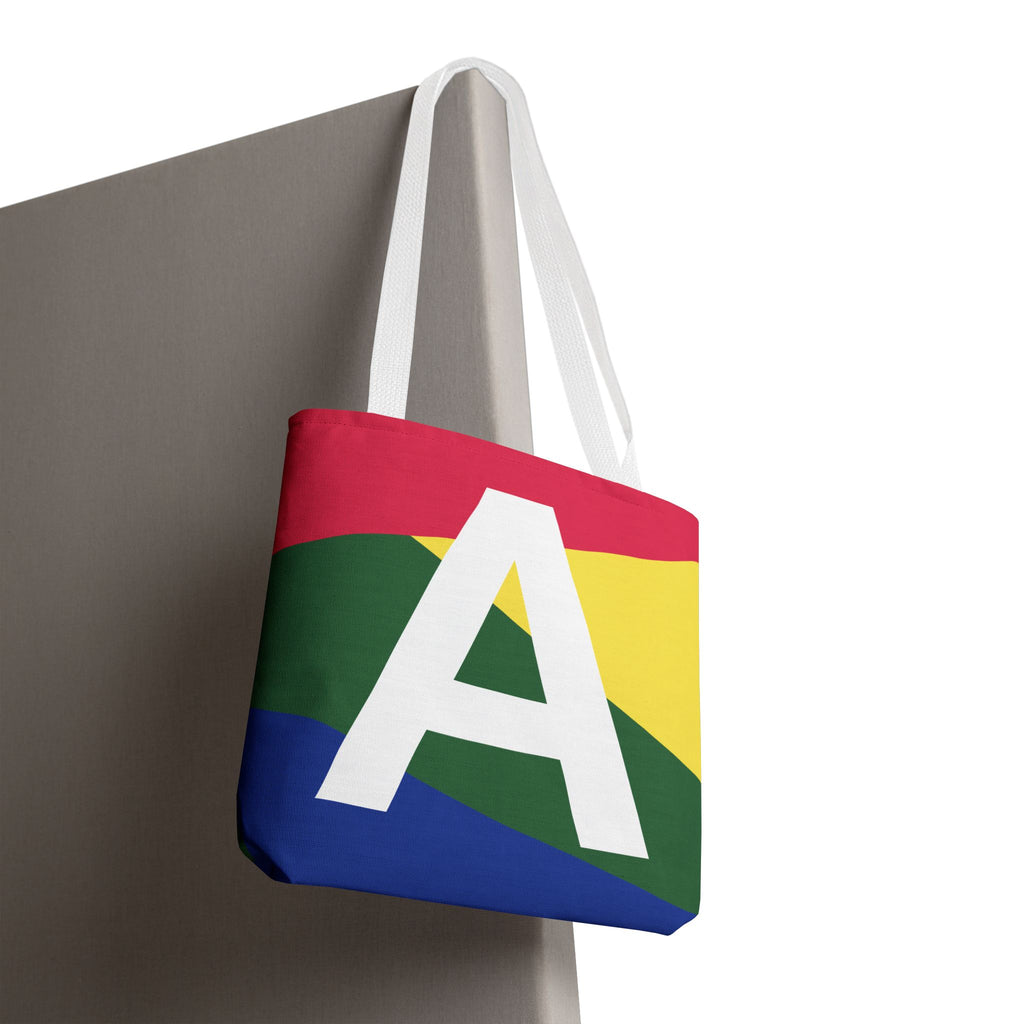 Monogram 'A' Colorblock Tote Bag — Personalized Initial A Shoulder Tote