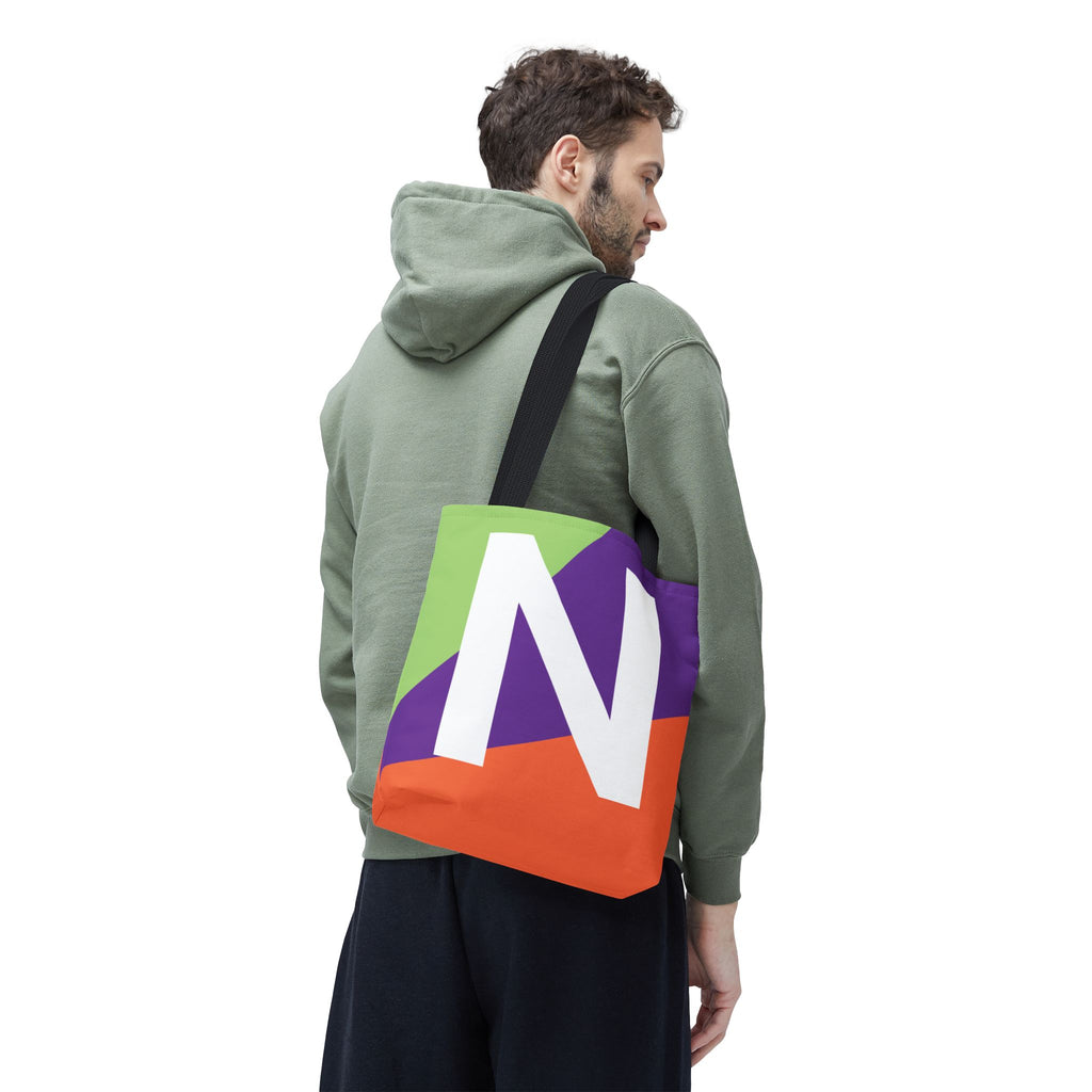 Monogram 'N' Colorblock Tote Bag — Personalized Initial N Shoulder Tote