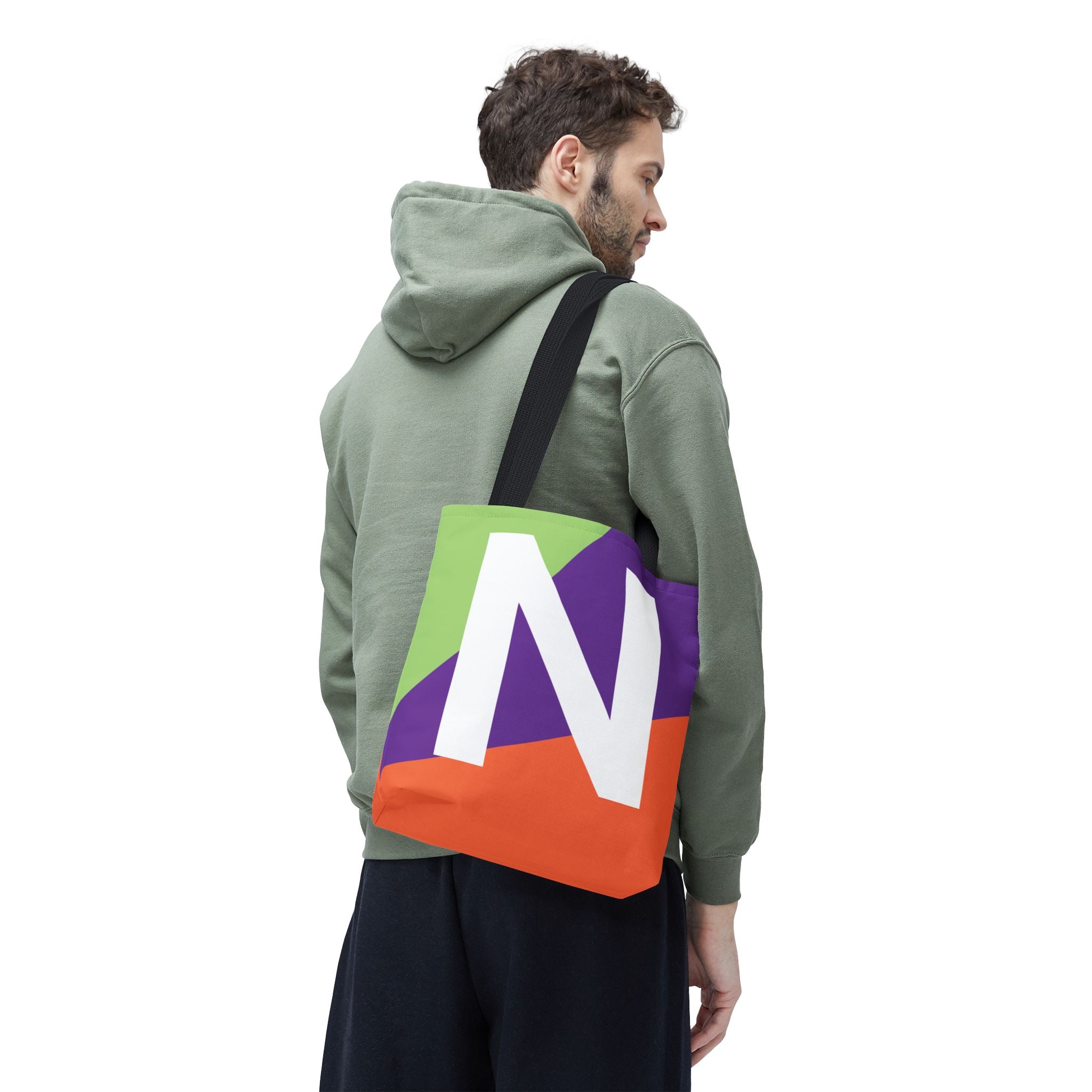 Monogram 'N' Colorblock Tote Bag — Personalized Initial N Shoulder Tote