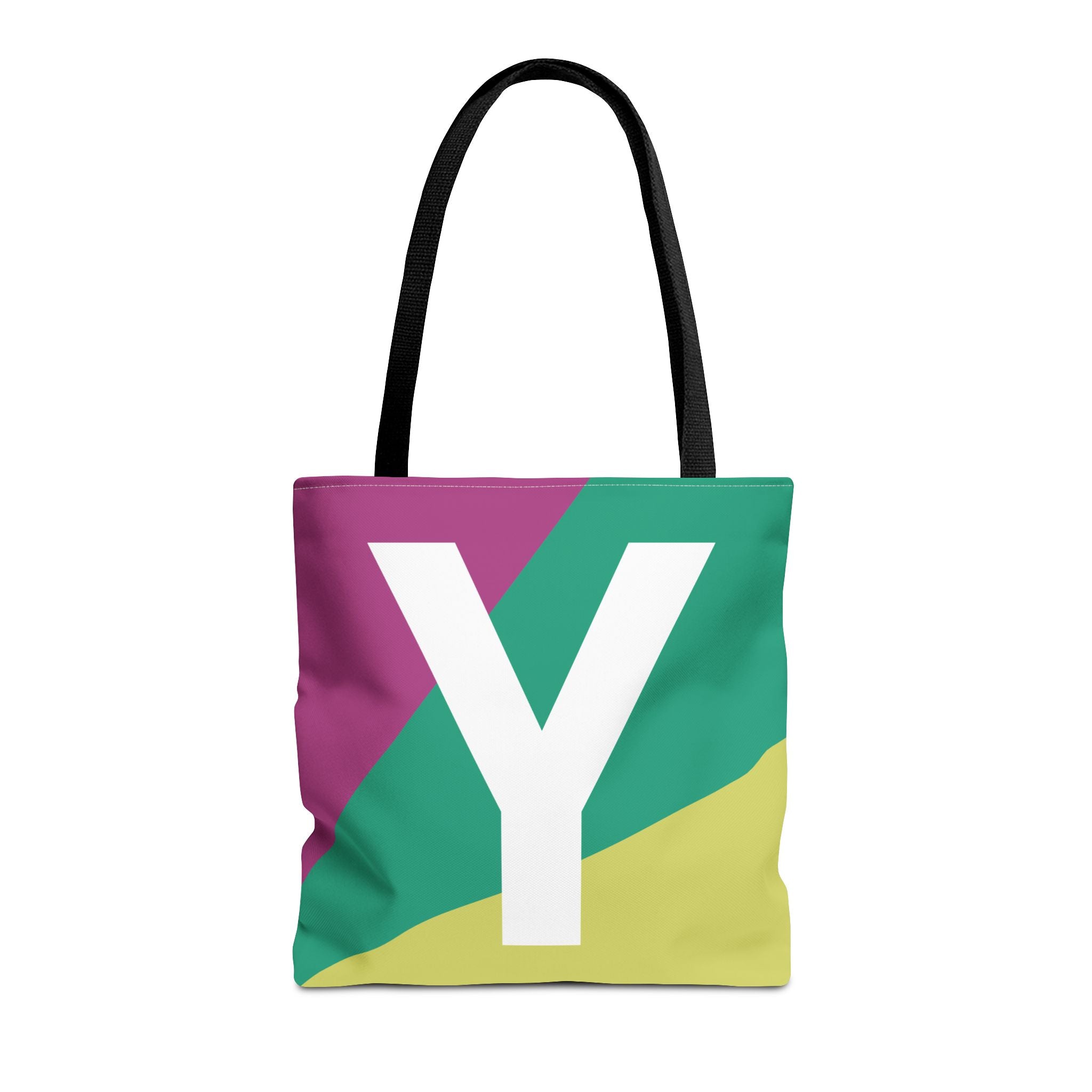 Monogram 'Y' Colorblock Tote Bag — Personalized Initial Y Shoulder Tote