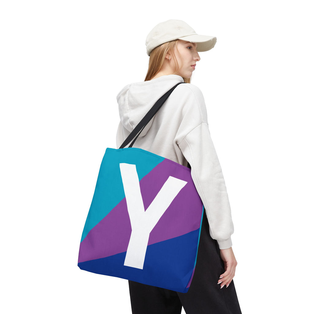 Monogram 'Y' Colorblock Tote Bag — Personalized Initial Y Shoulder Tote