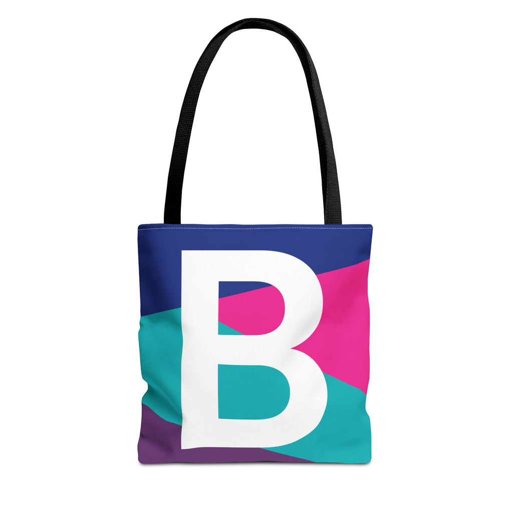Monogram 'B' Colorblock Tote Bag — Personalized Initial B Shoulder Tote