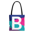 Monogram 'B' Colorblock Tote Bag — Personalized Initial B Shoulder Tote