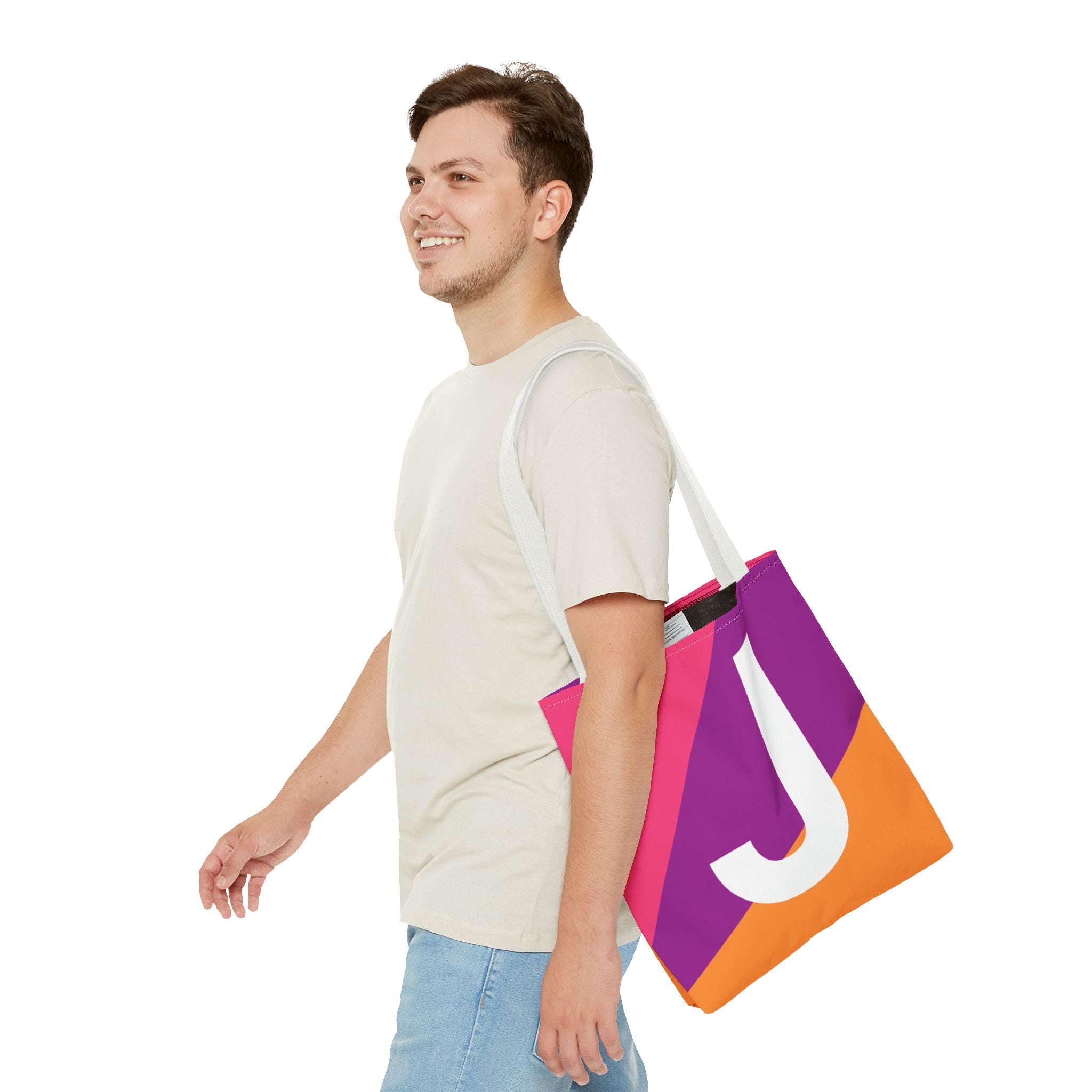Monogram 'J' Colorblock Tote Bag — Personalized Initial J Shoulder Tote