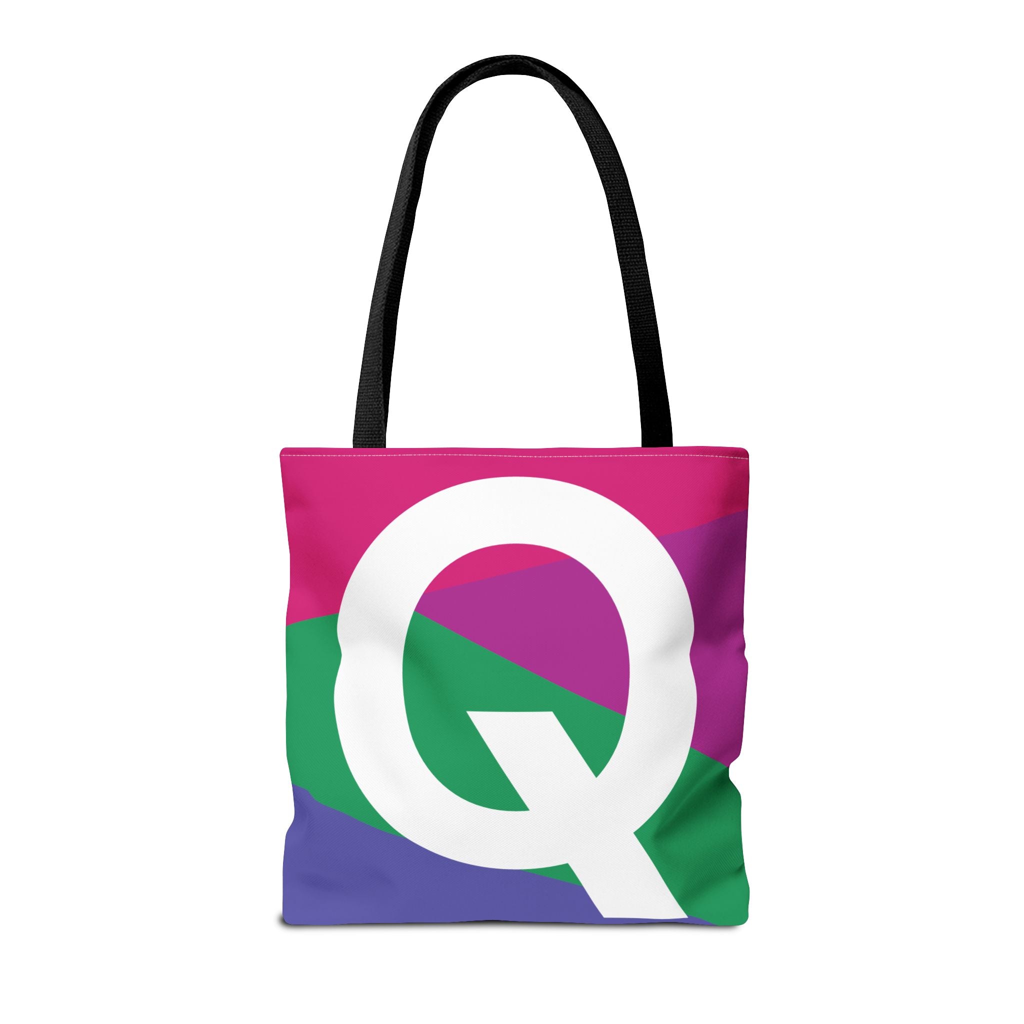 Monogram 'Q' Colorblock Tote Bag — Personalized Initial Q Shoulder Tote