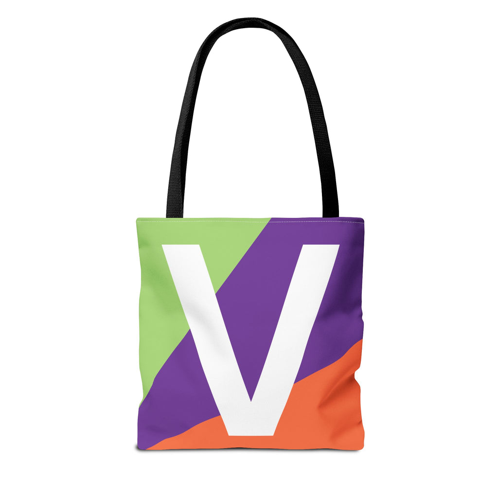 Monogram 'V' Colorblock Tote Bag — Personalized Initial V Shoulder Tote