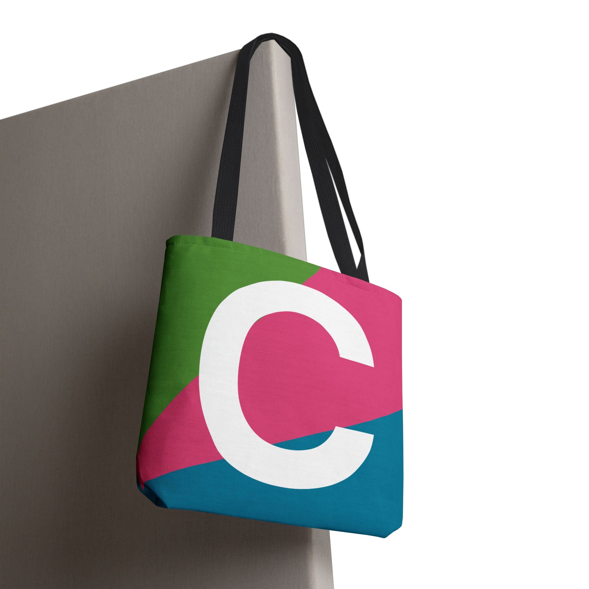 Monogram 'C' Colorblock Tote Bag — Personalized Initial C Shoulder Tote