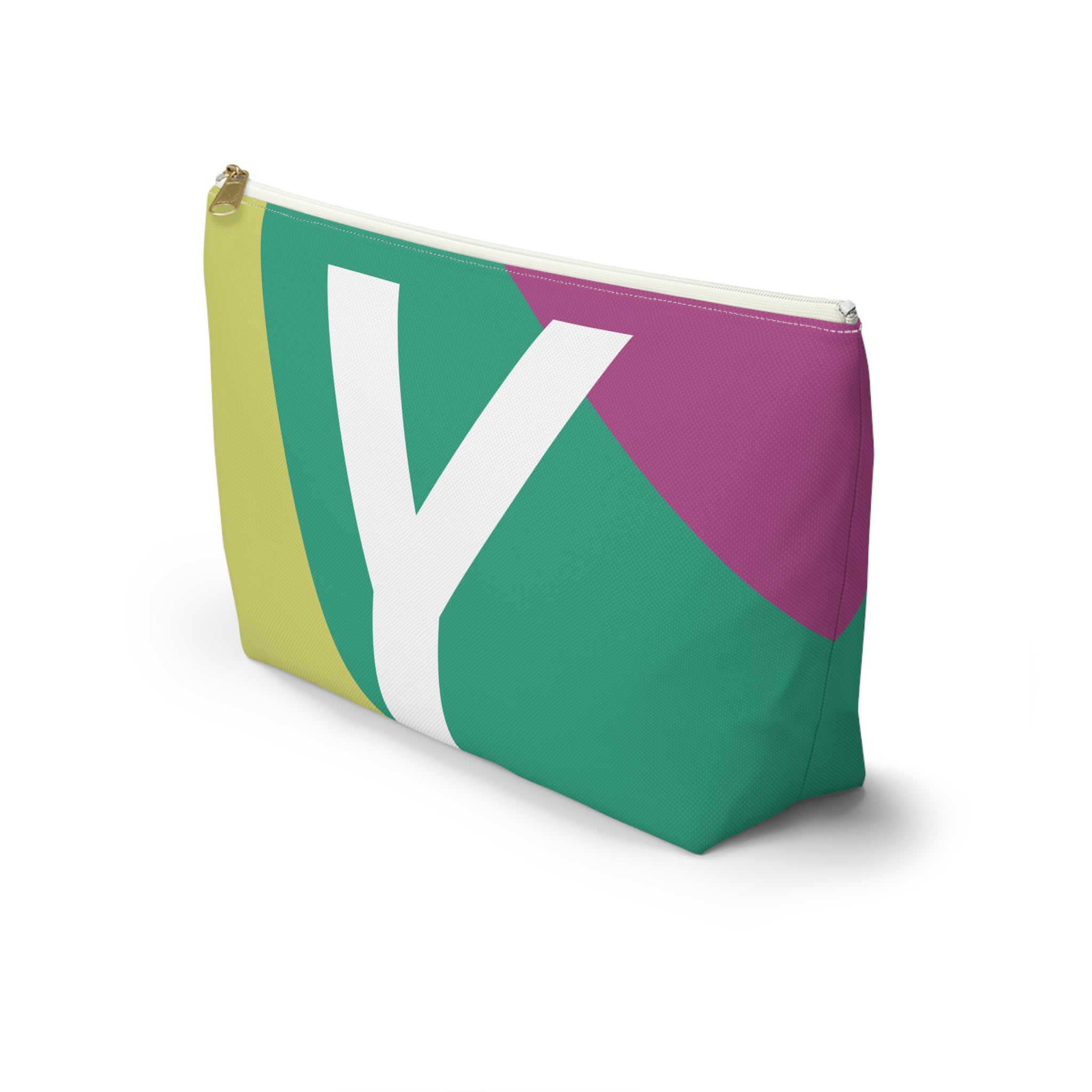 Initials Colorblock Accessory Pouch — Monogram Y T-Bottom Cosmetic Bag
